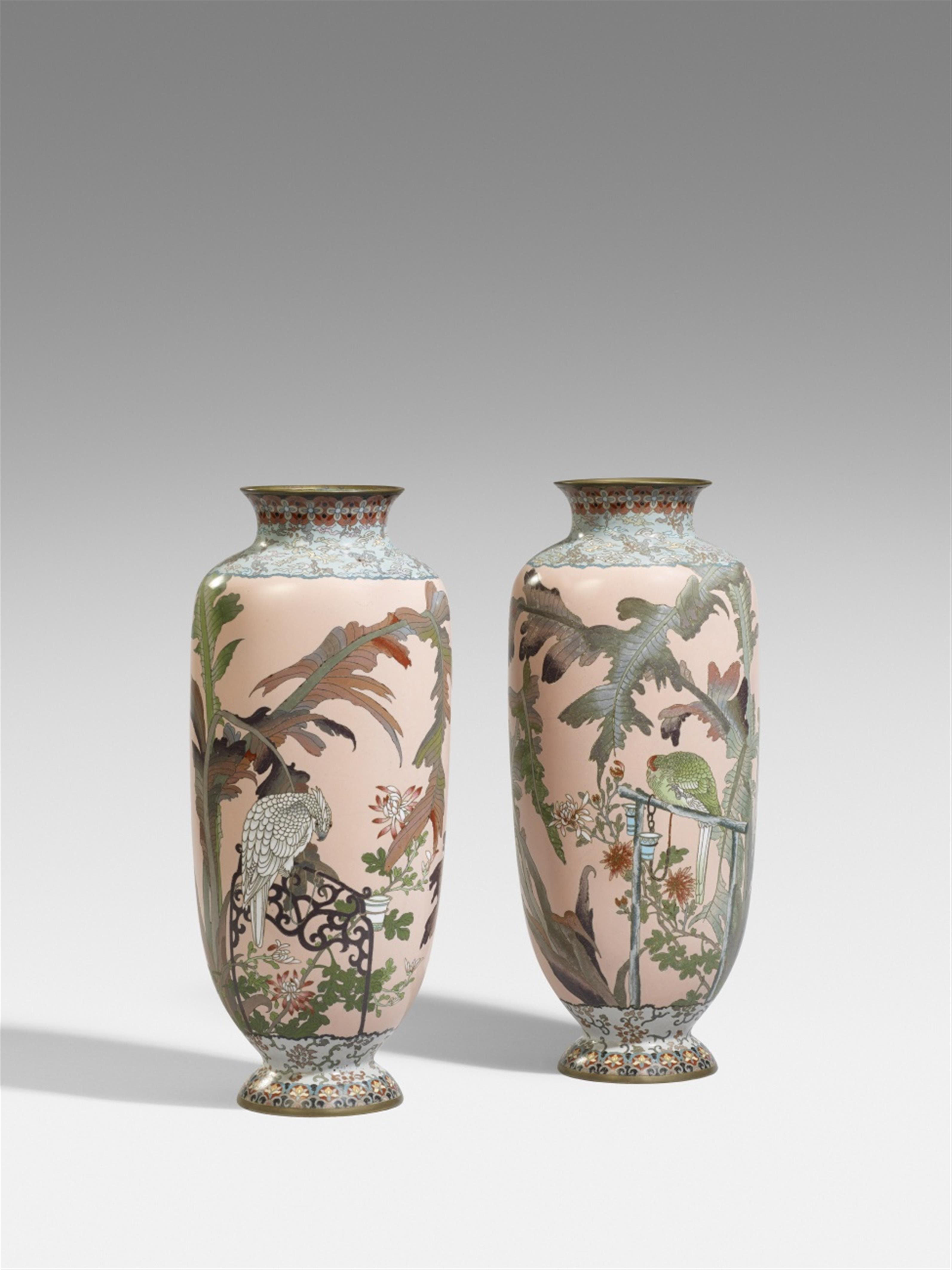 A pair of large cloisonné enamel vases. Late 19th century - image-1