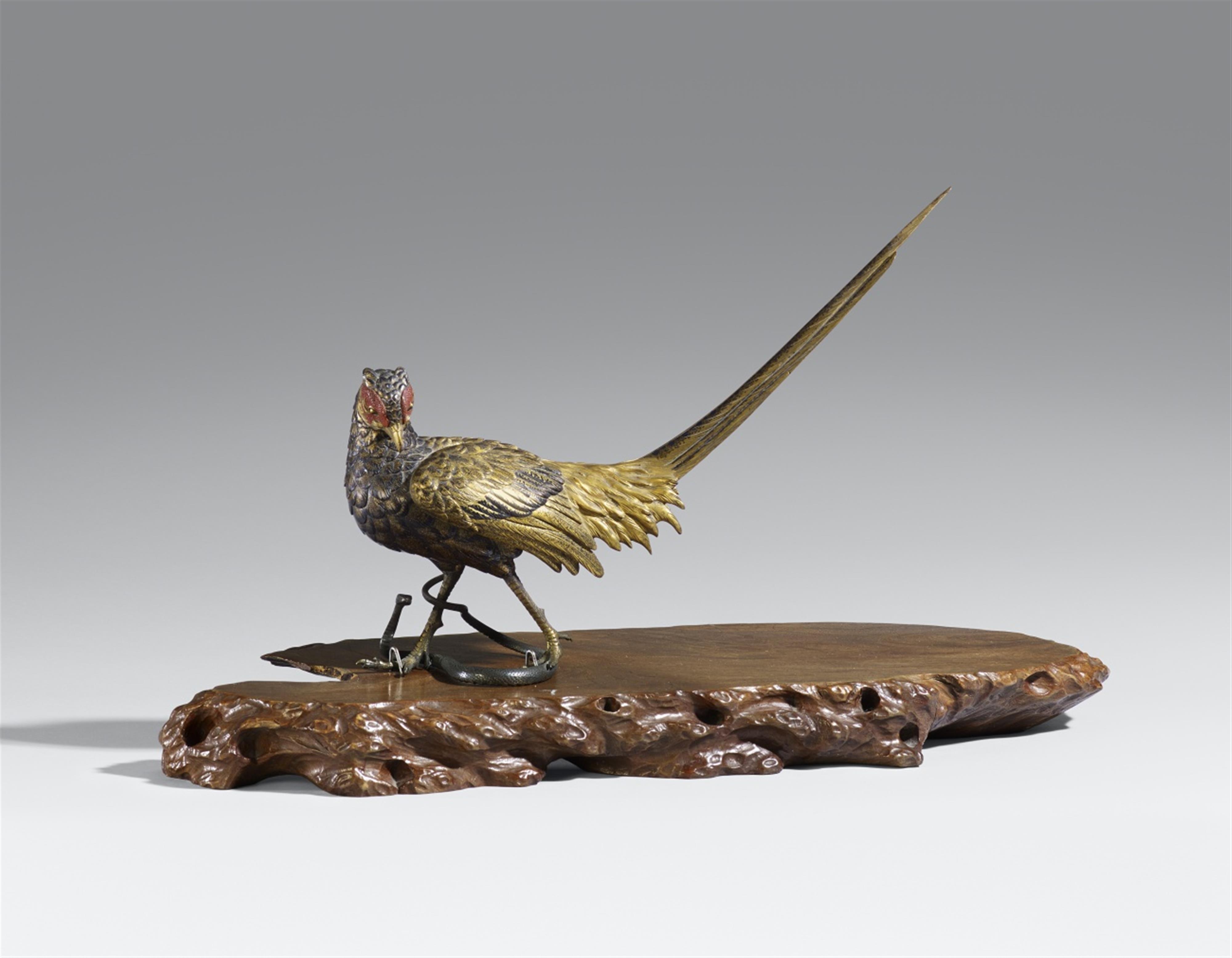 A bronze figure of a golden pheasant. Late 19th century - image-2
