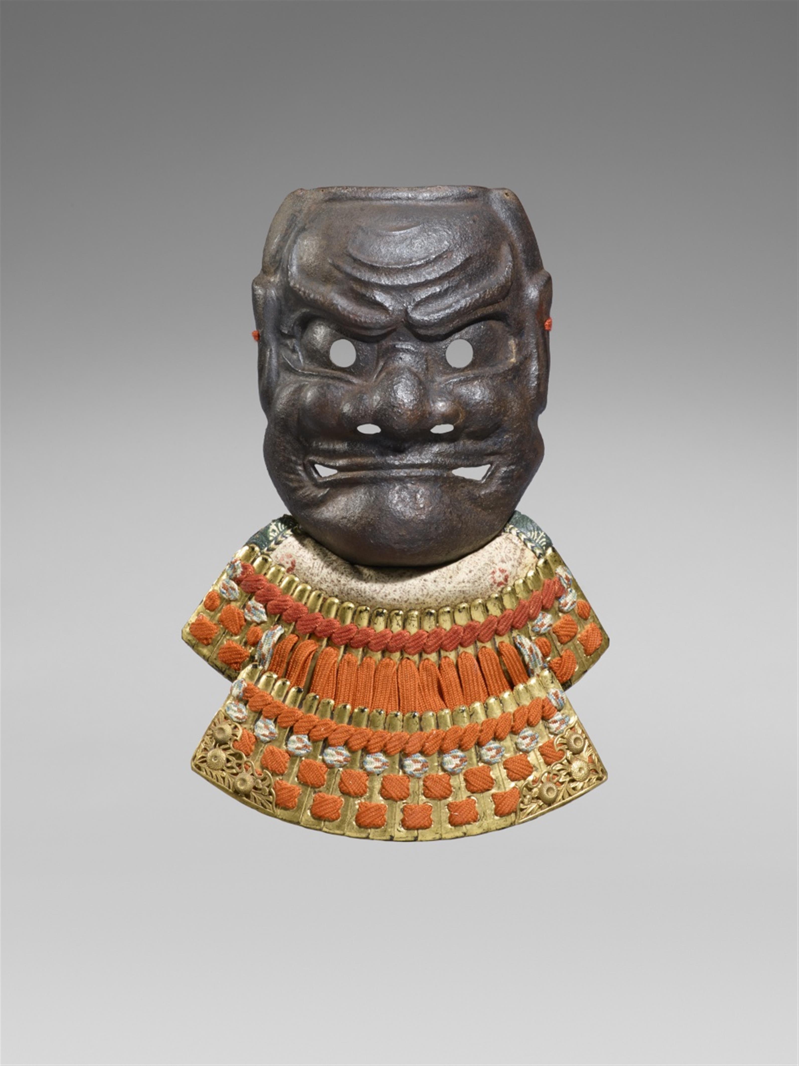 A russet iron embossed sômen (full face mask). 19th/20th - image-1