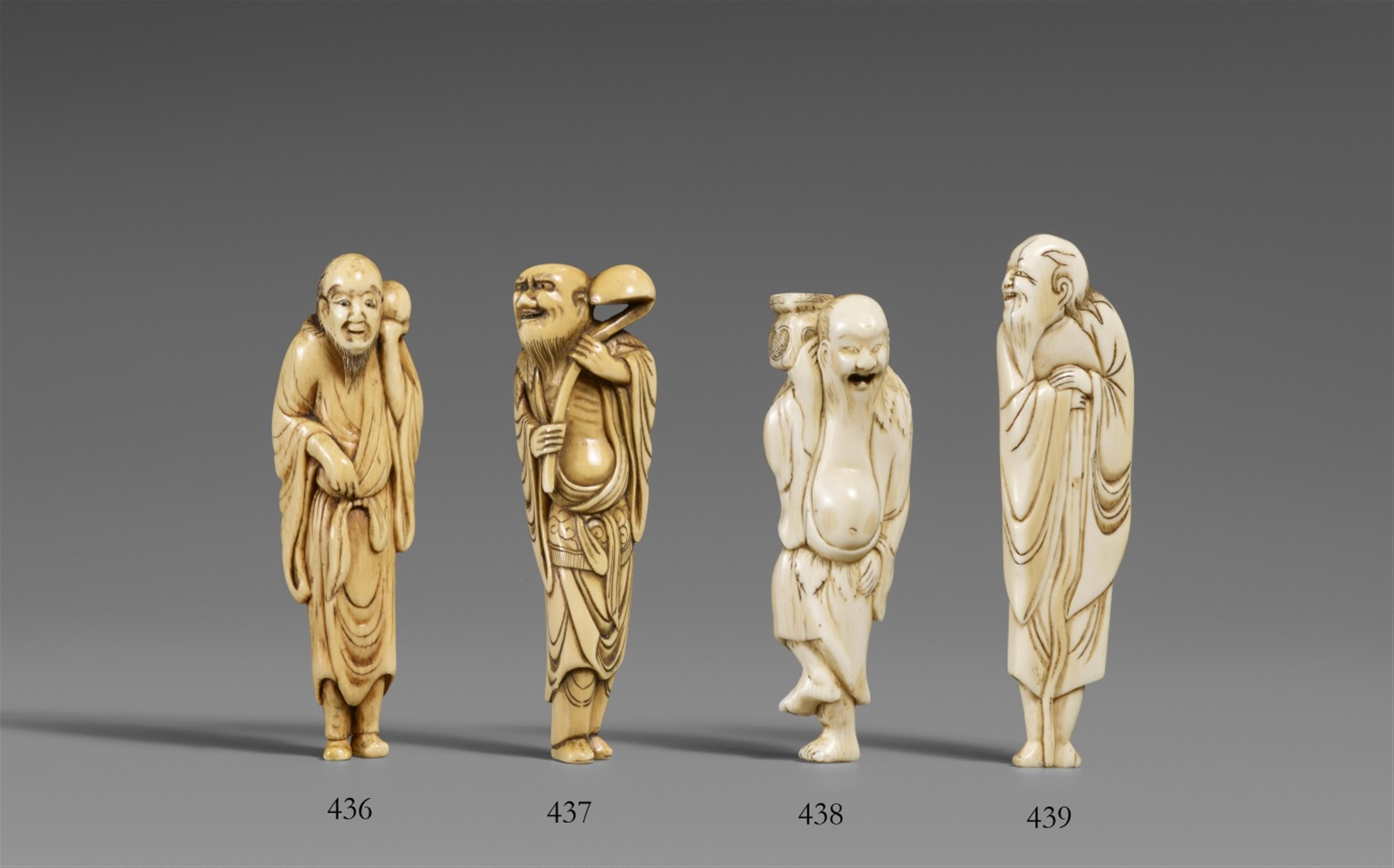 An ivory netsuke of Môki Sennin. Late 18th/early 19th century - image-1