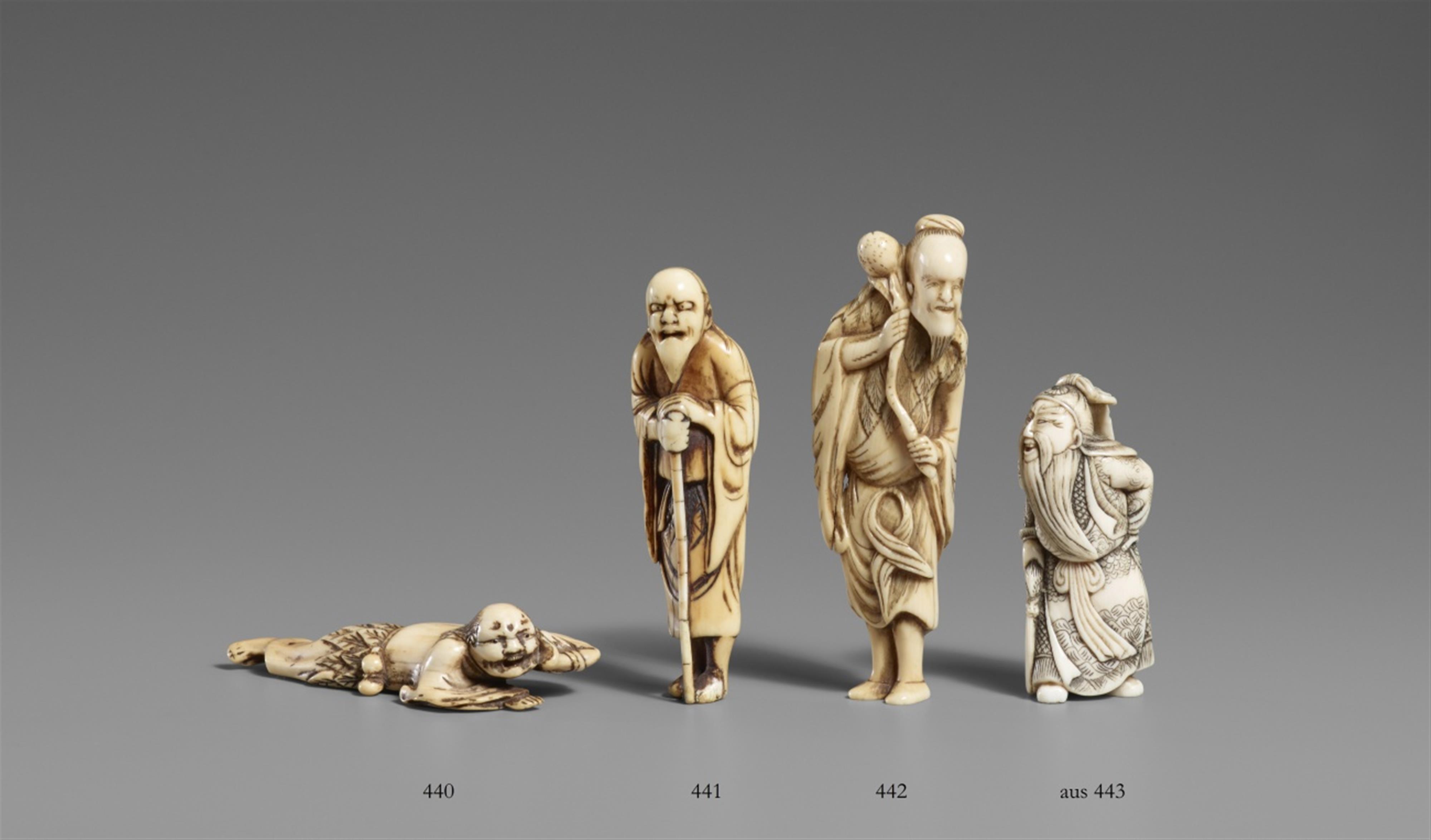 An ivory netsuke of a sennin. Late 18th century - image-1