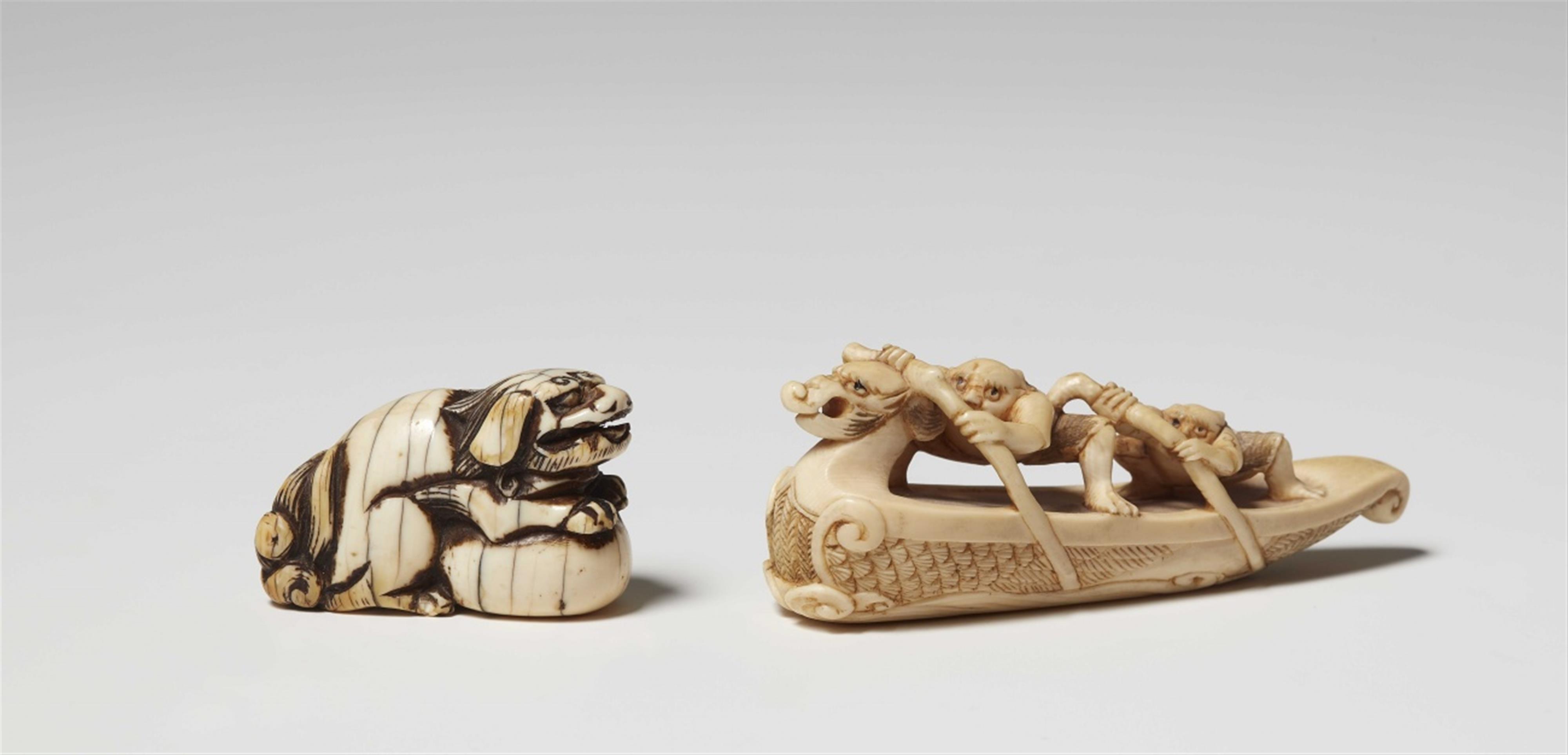 Drei Netsuke. Elfenbein. Spätes 18./19. Jh. - image-2