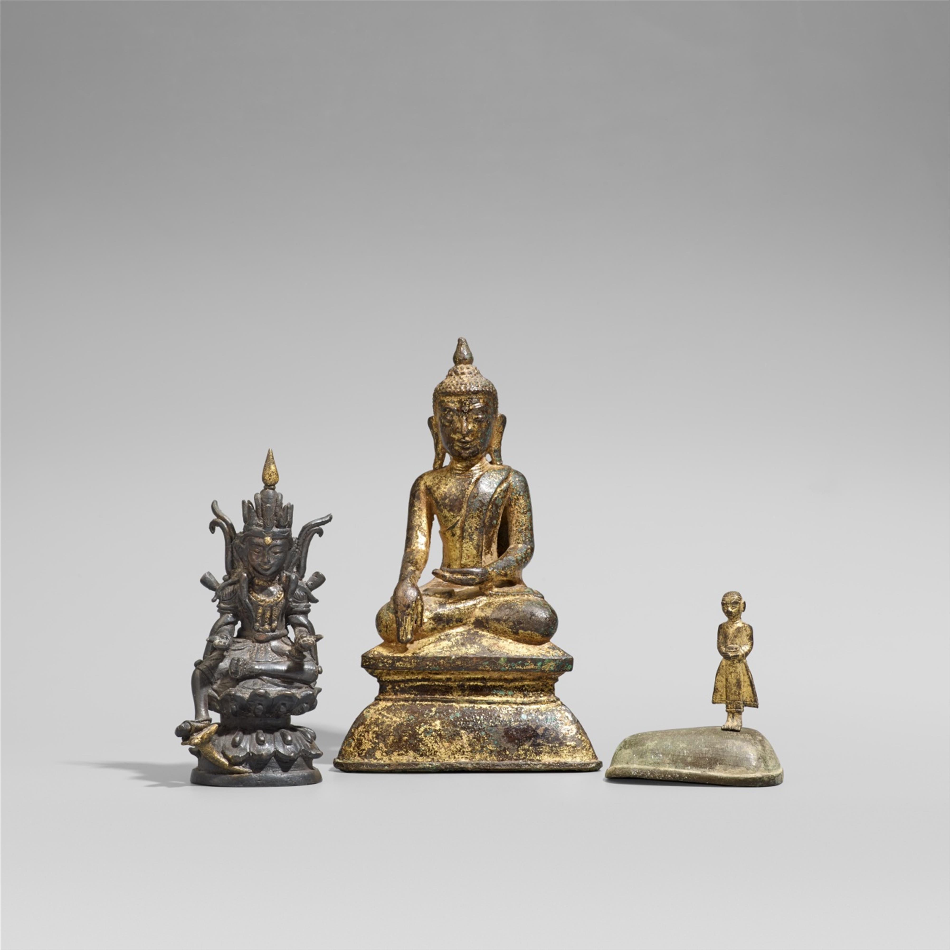 Three Burmese bronze figures - image-1