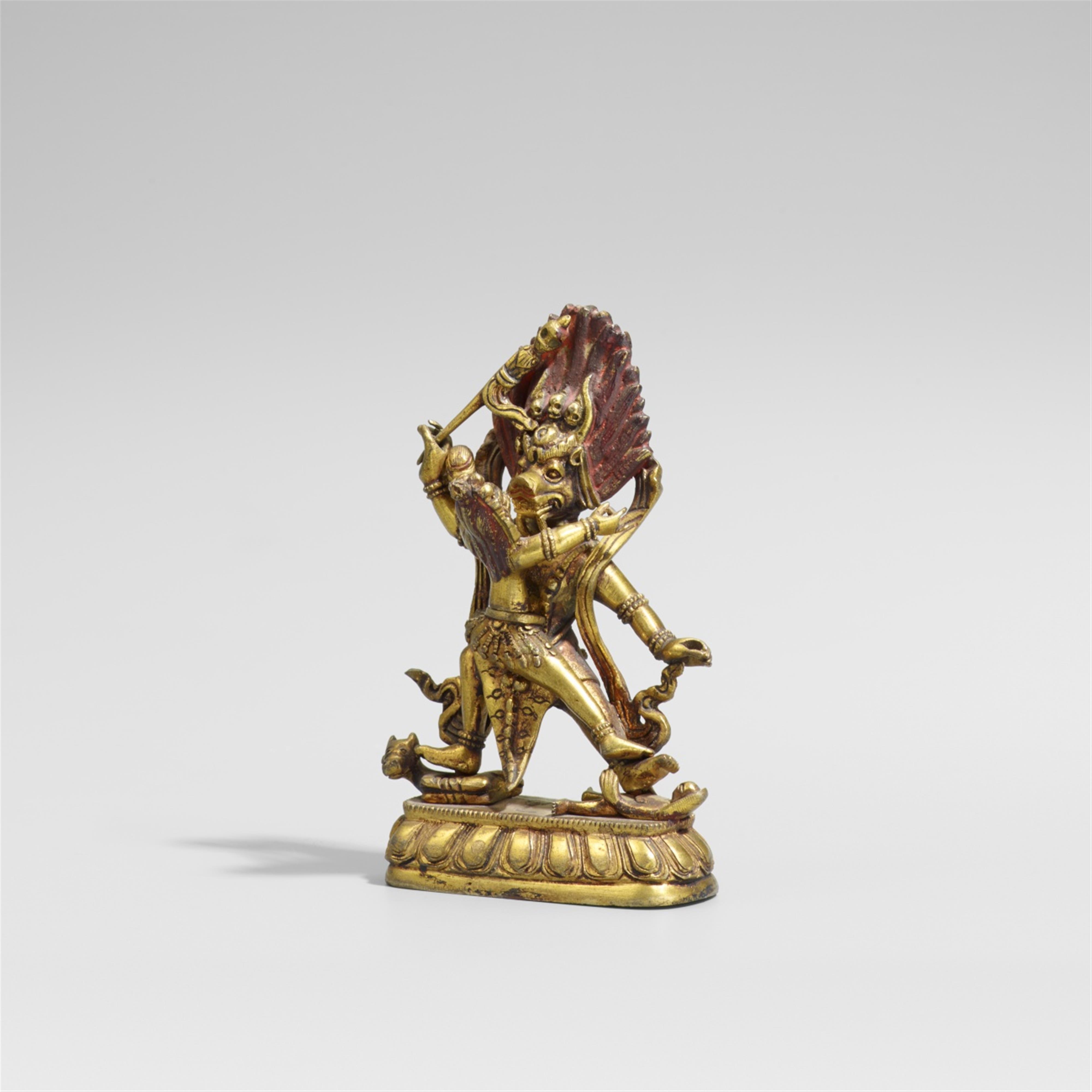 A Tibetan gilt bronze figure of Dharmaraja Yama and Yami. 19th century - image-1