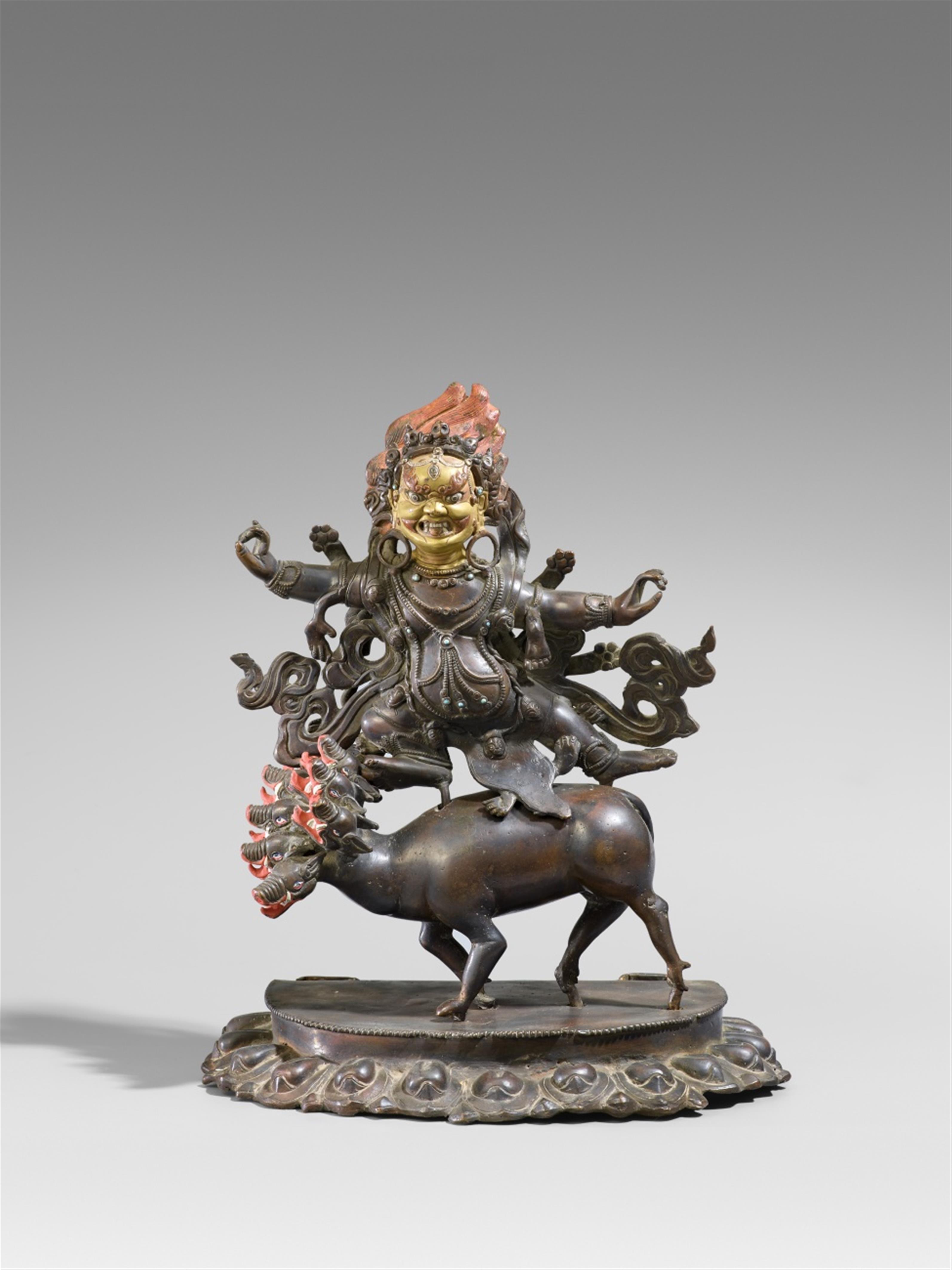 A Mongolian copper alloy figure of a dharmapala. 19th century - image-1