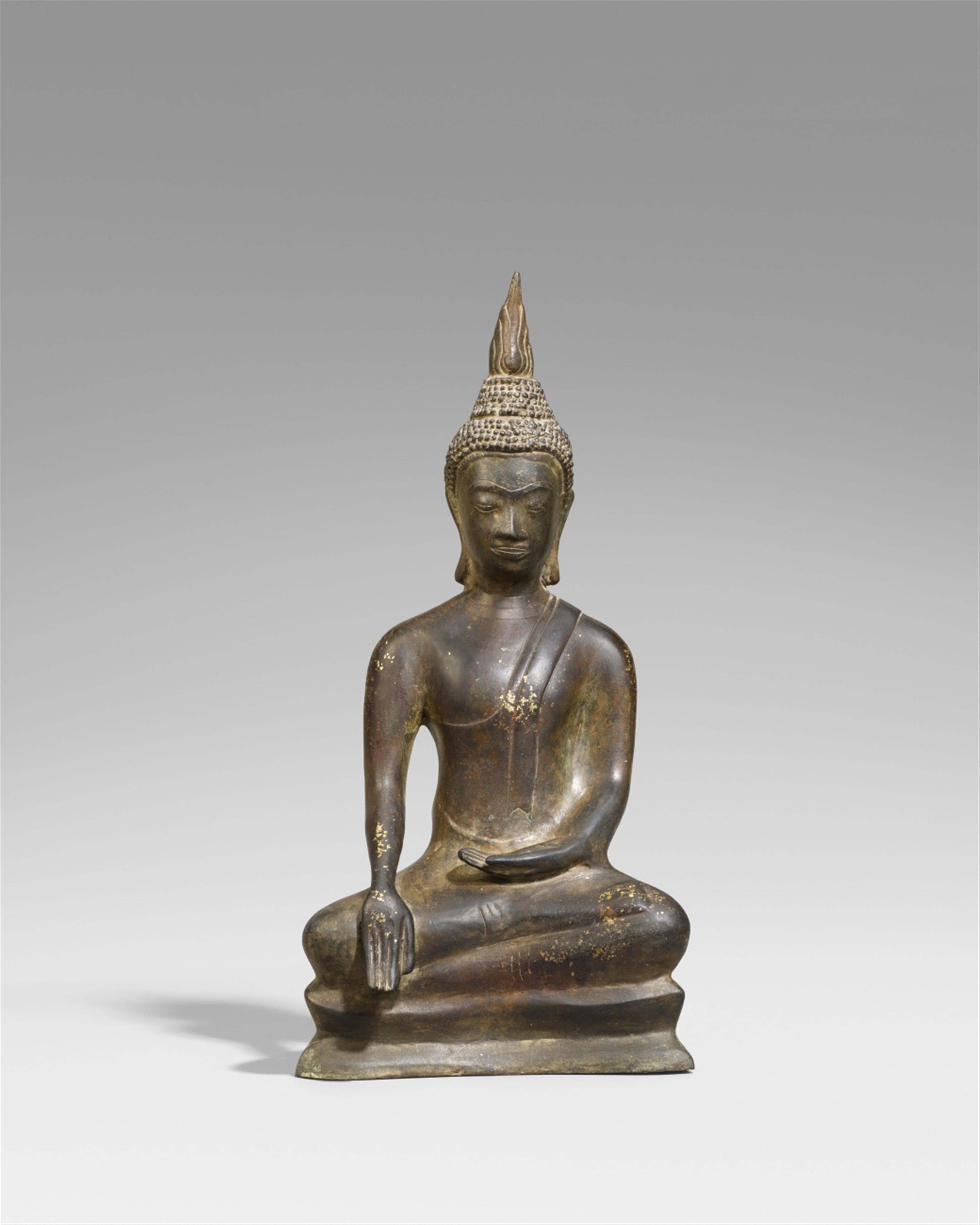 A Thai bronze figure of Buddha in maravijaya. 17th century or later - image-1