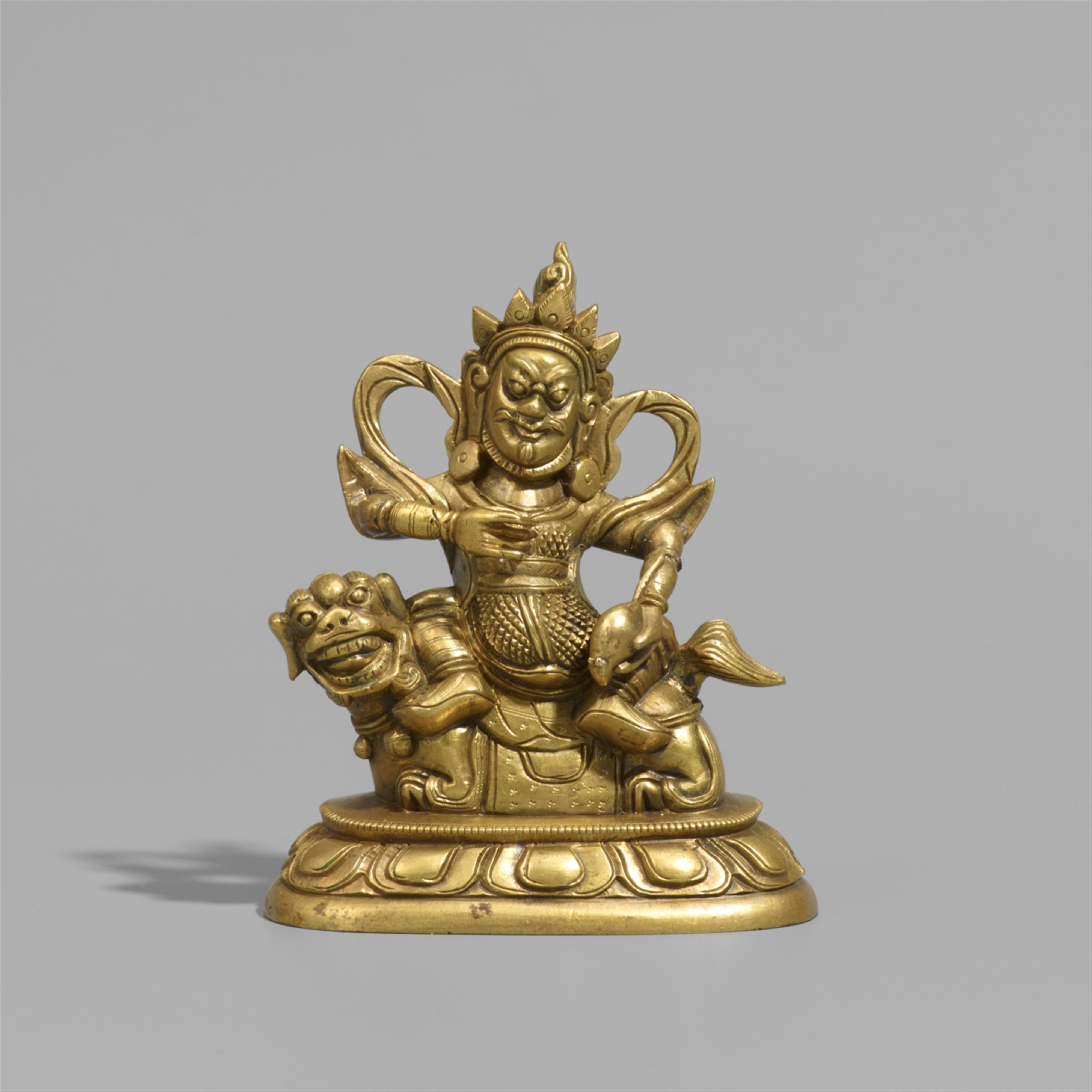 A small Sinotibetan metal alloy figure of Vaishravana. 19th century - image-1