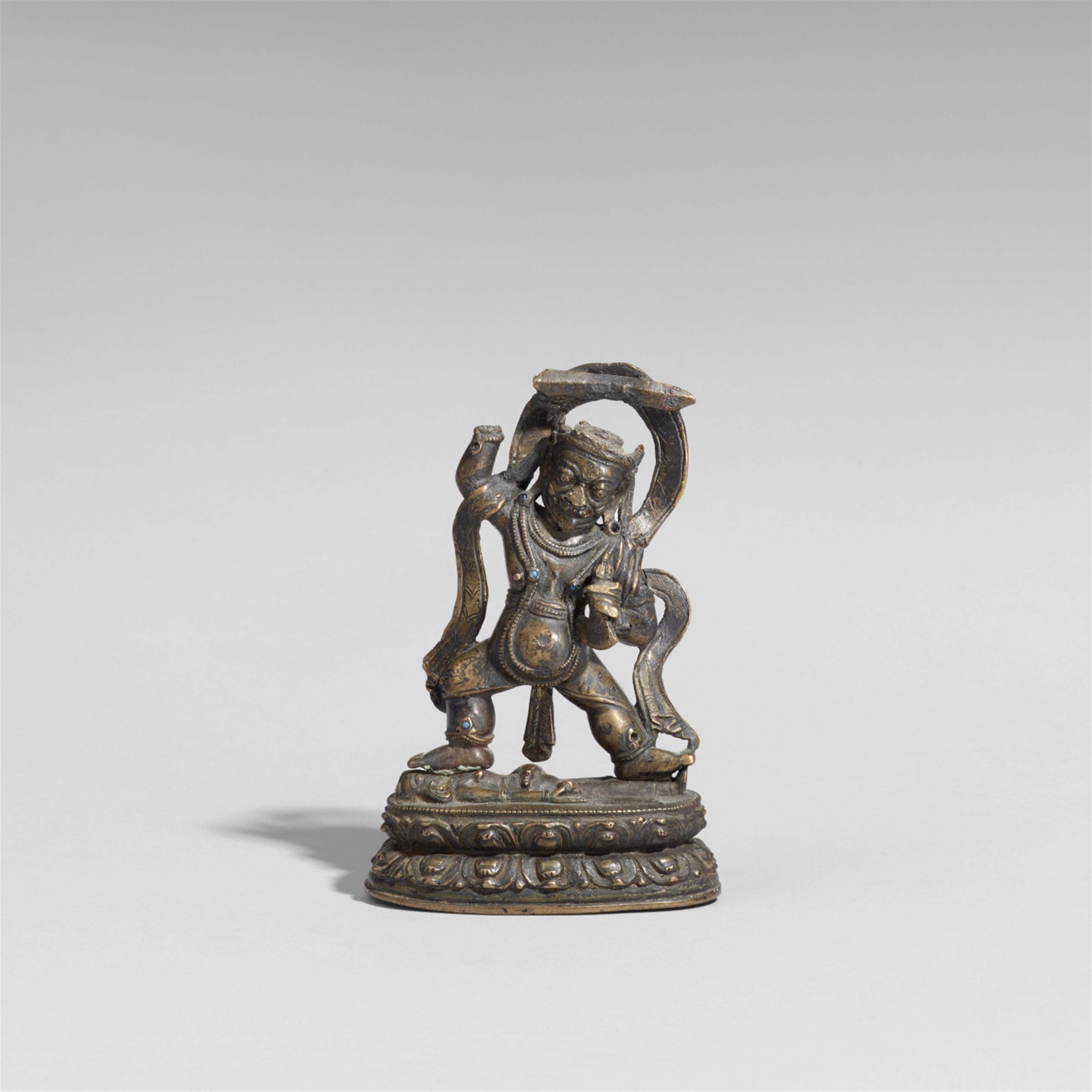 A Tibetan bronze figure of Mahakala. 15th/16th century - image-1