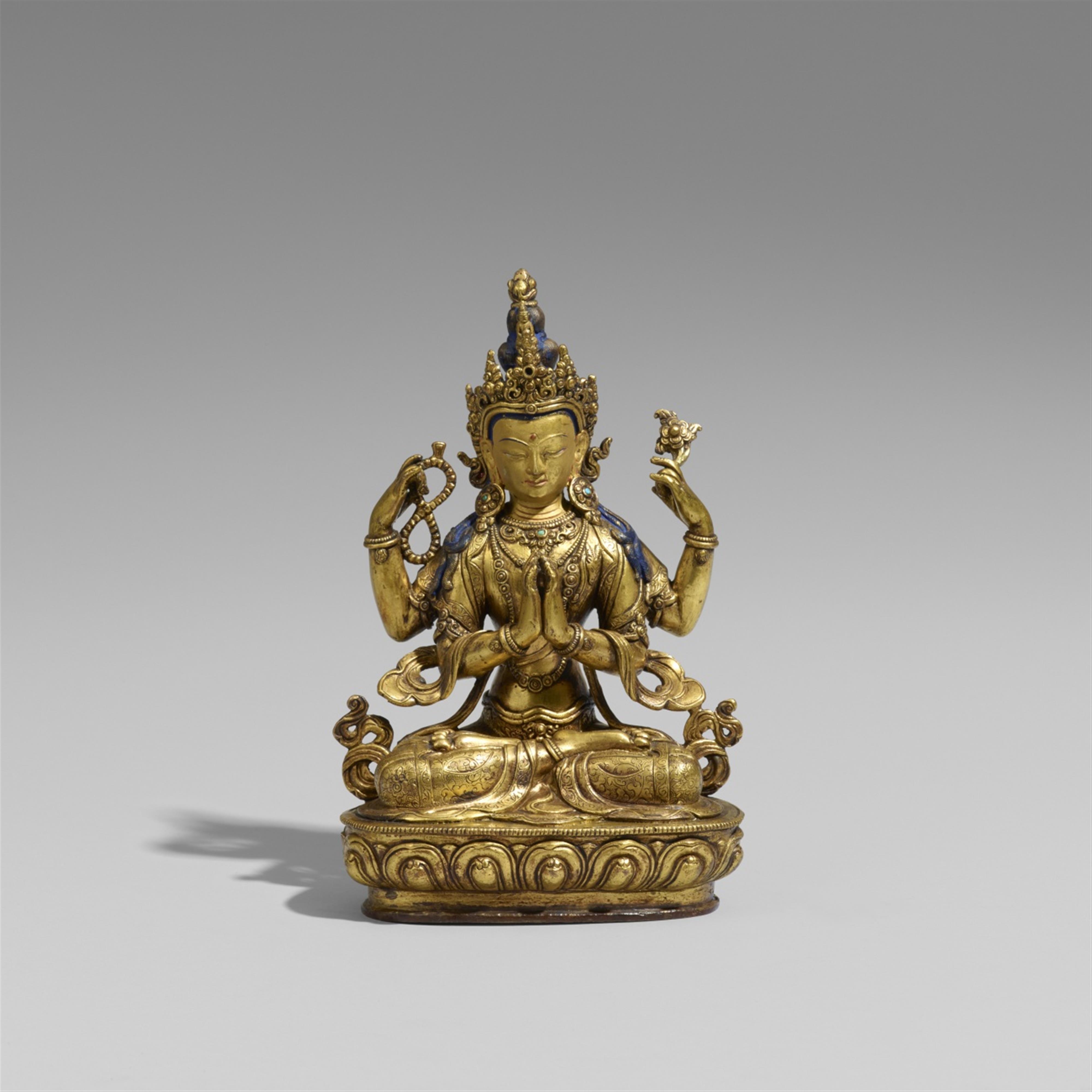 Avalokiteshvara. Vergoldete Bronze. Tibet. 19./20. Jh. - image-1