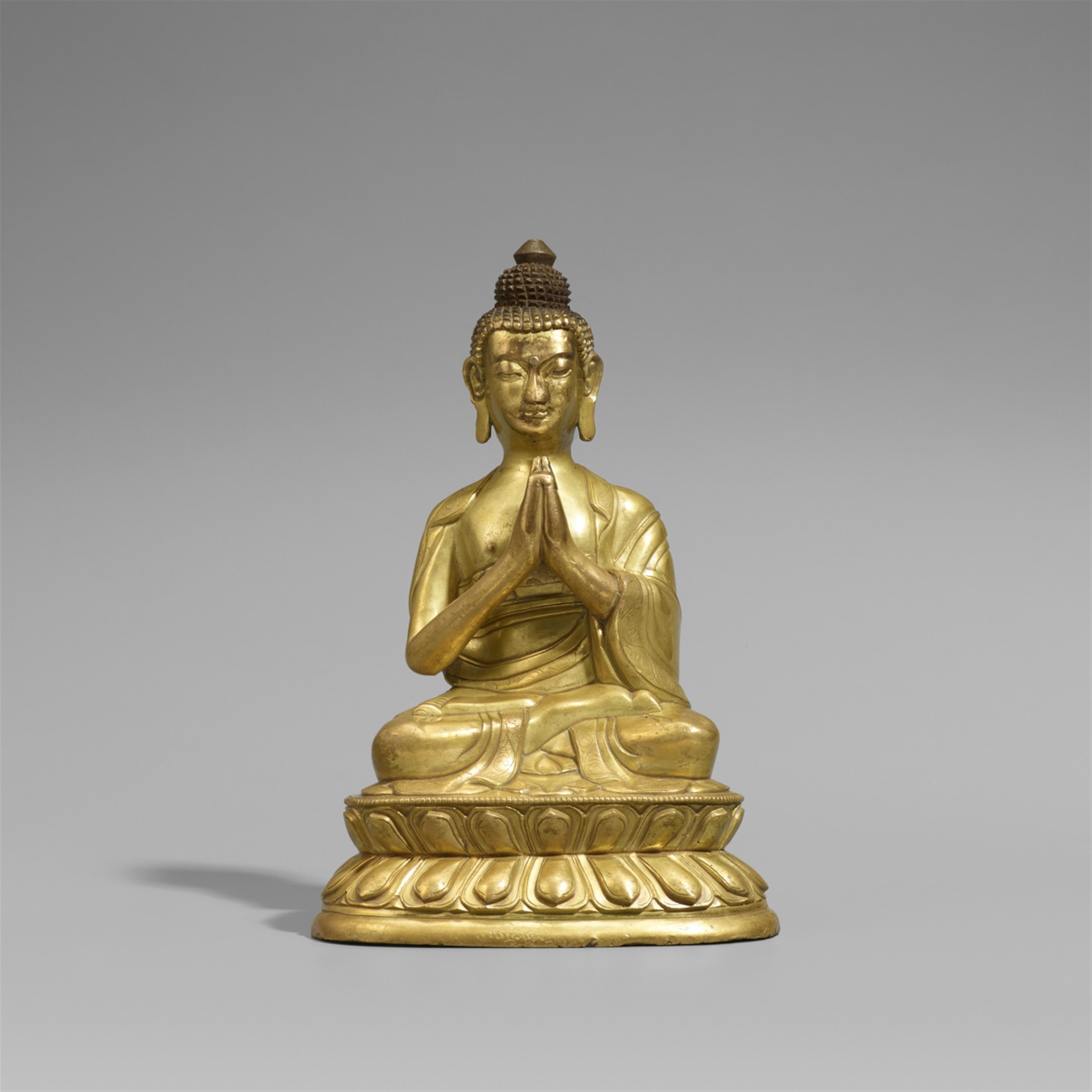 A Tibetan brass figure of Buddha Vairocana. 19th century - image-1