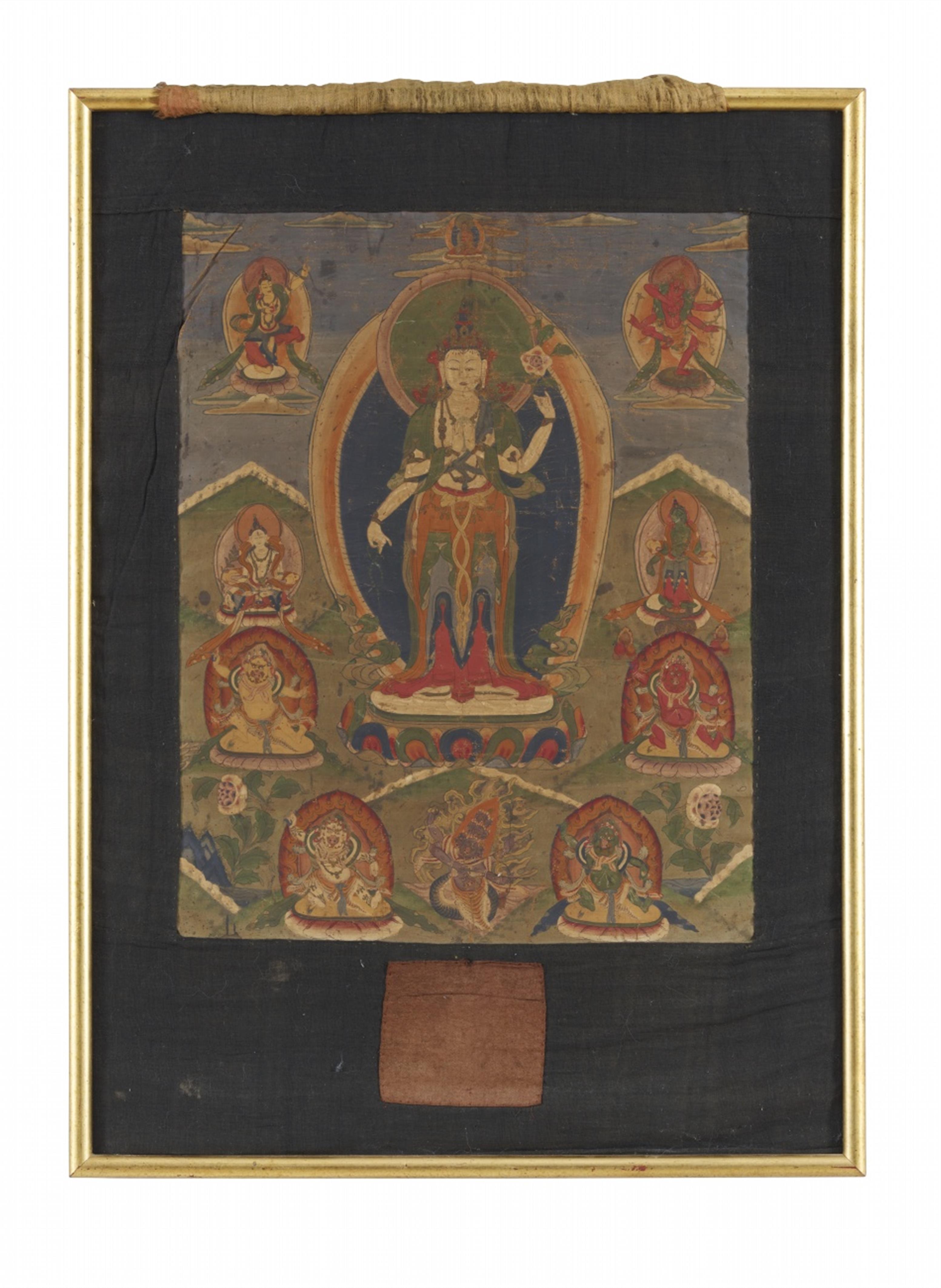 A Tibetan thangka of Avalokiteshvara. 19th century - image-1