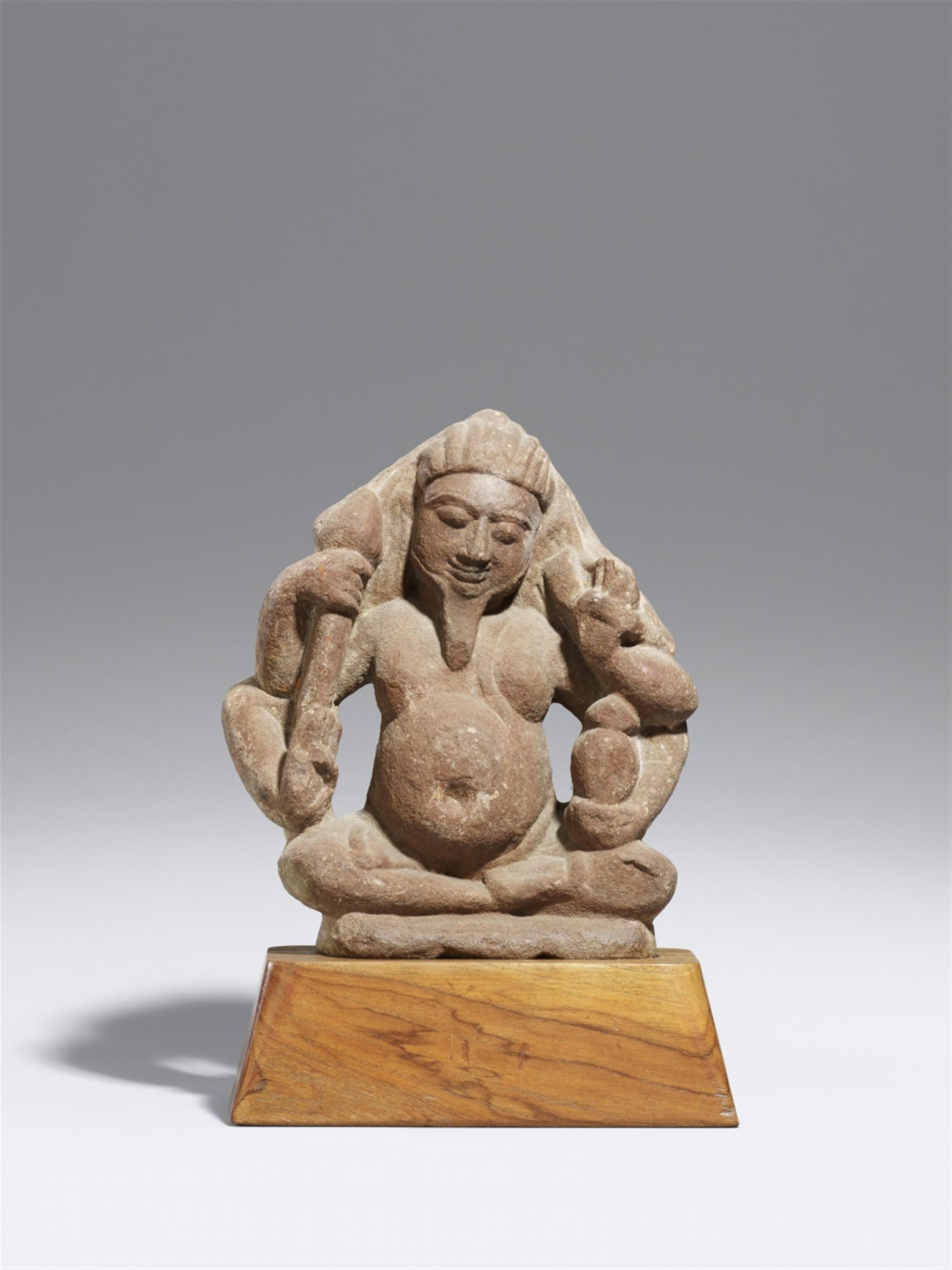 A North Indian pink sandstone figure of Agni, the god of fire. Post-Gupta period, 8th/9th century - image-1