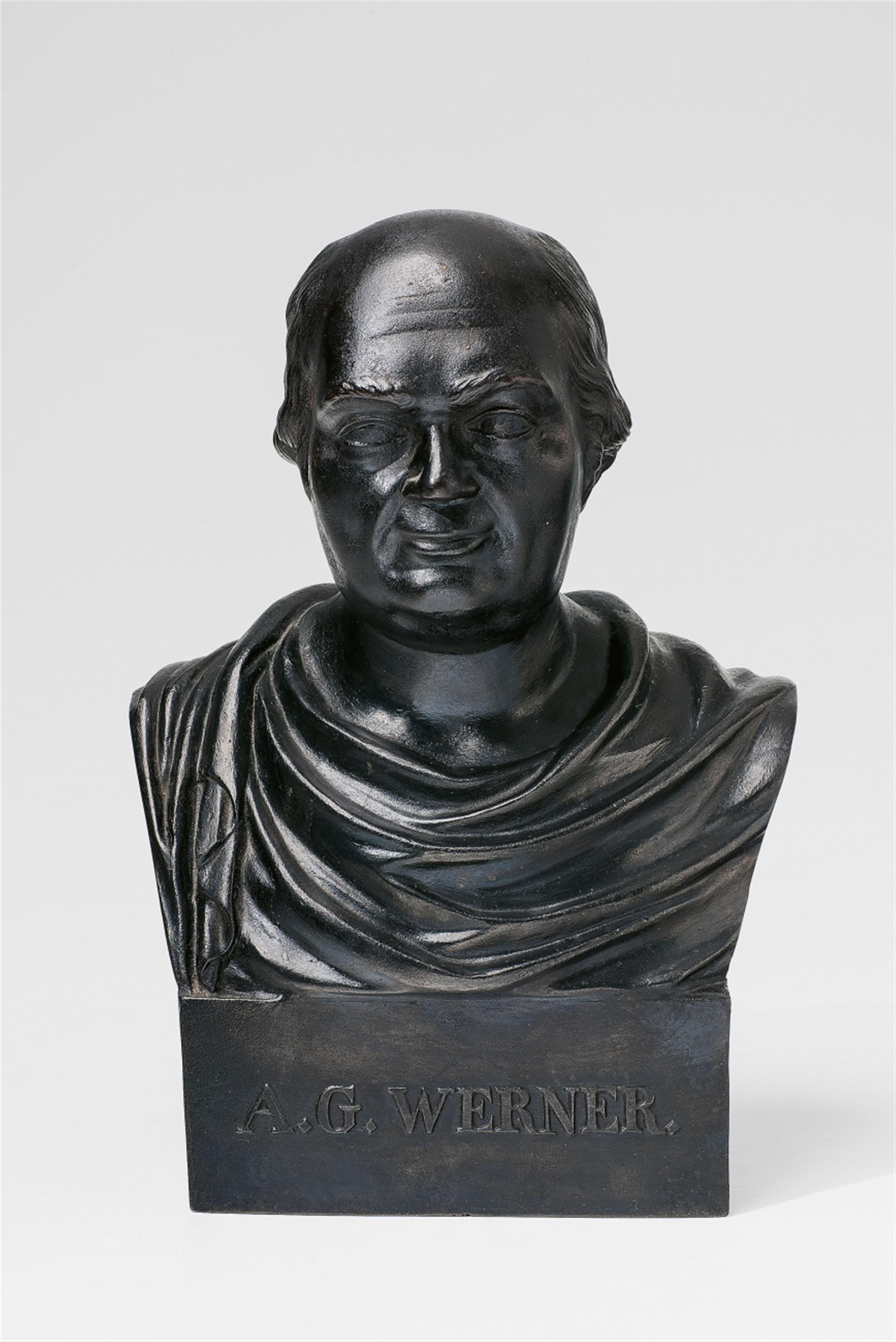 A cast iron portrait bust of Bergrat Abraham Gottlob Werner - image-1