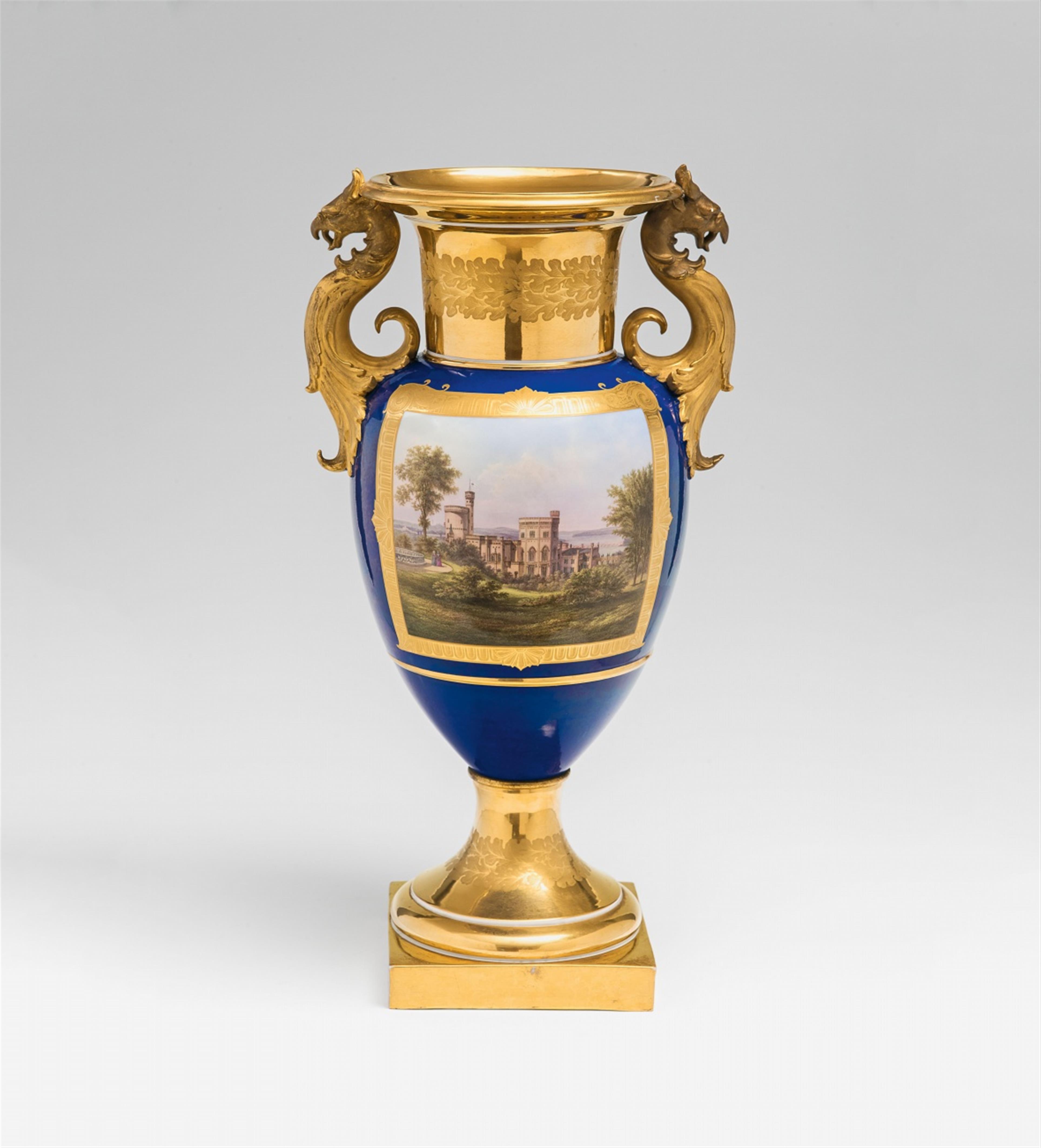 A Berlin KPM porcelain vase with a view of Babelsberg Palace - image-1