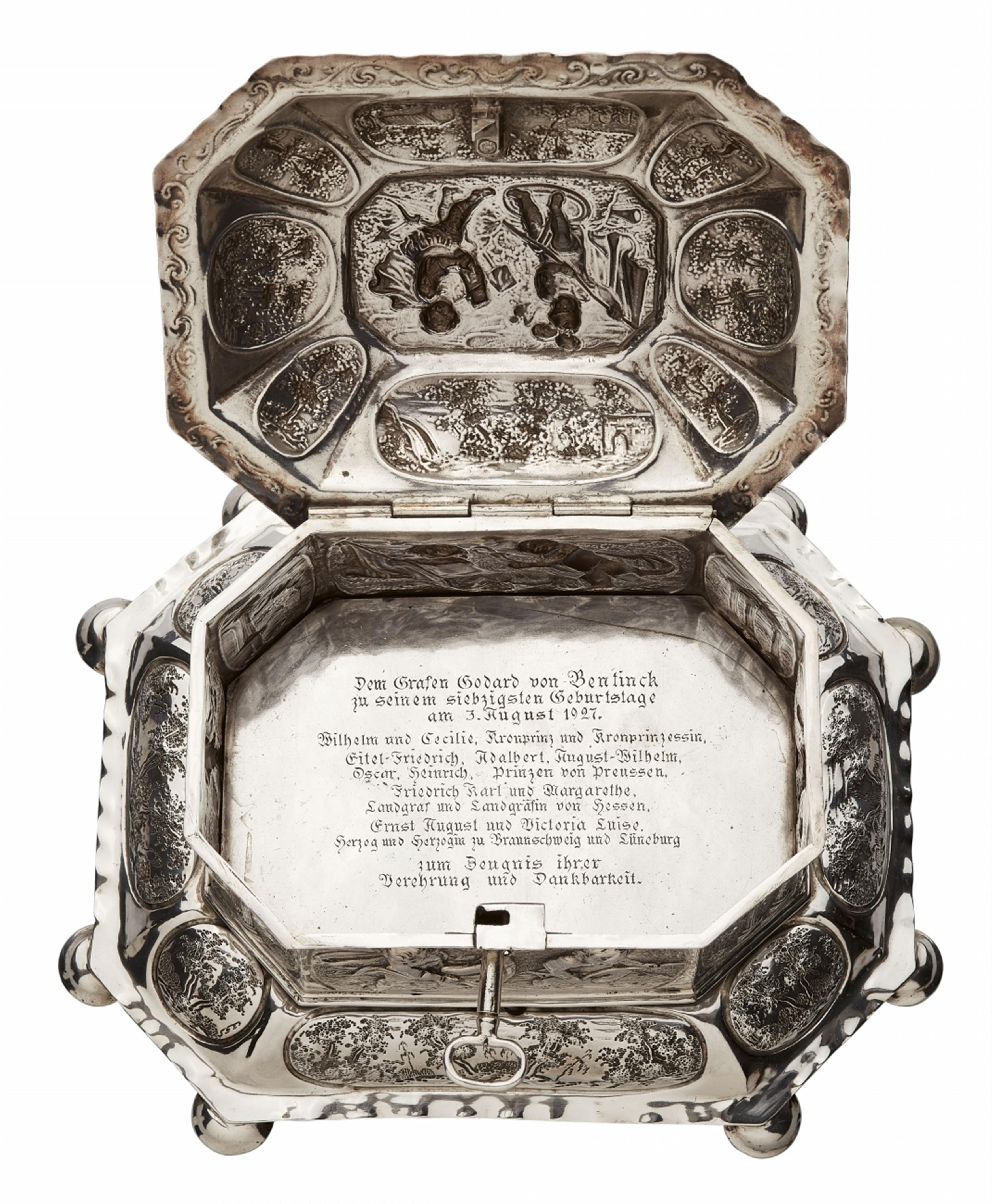 A Baroque Augsburg silver coffer with a dedication from the Crown Prince of Prussia - image-4