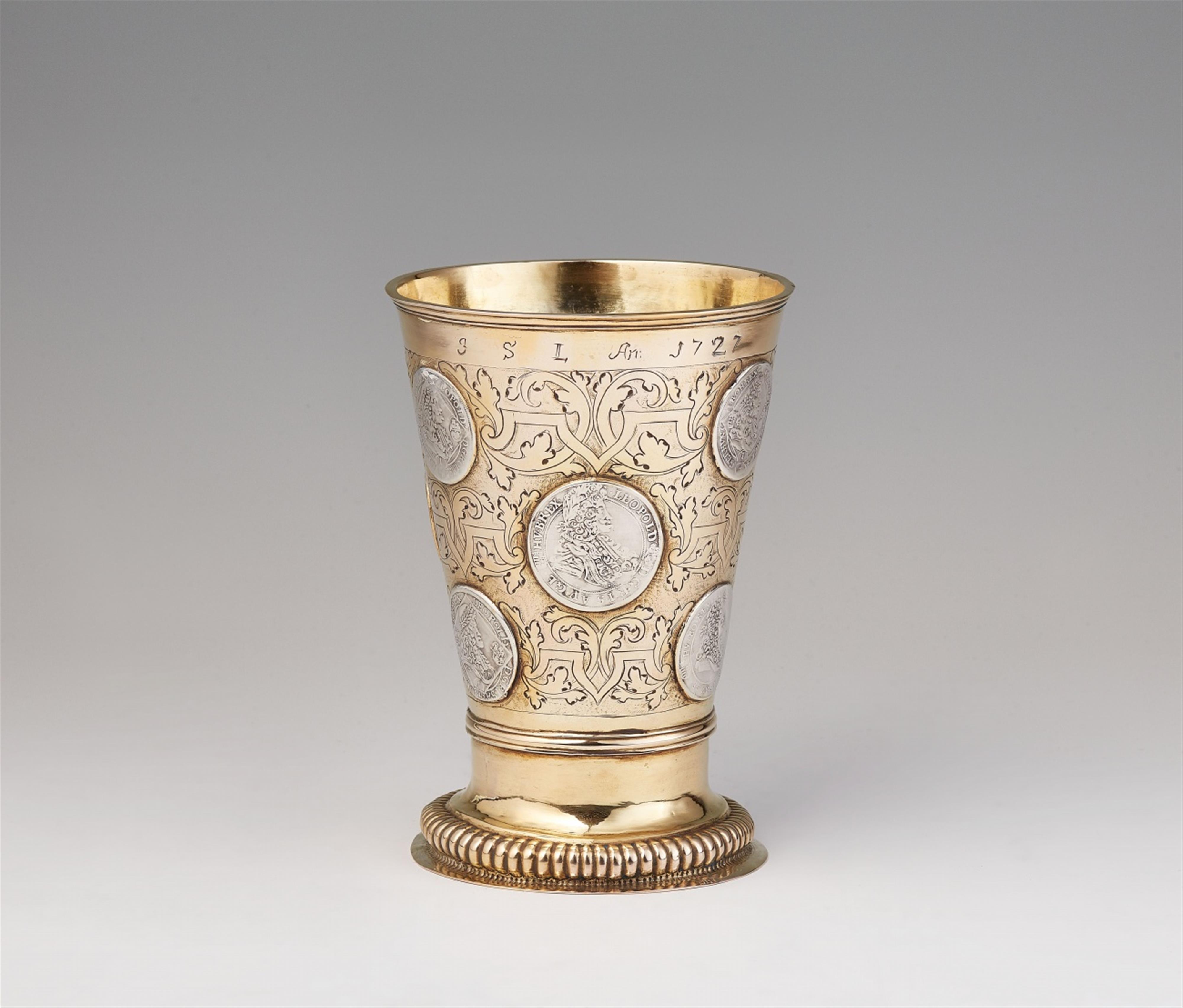 A Silesian silver gilt coin-set beaker - image-1