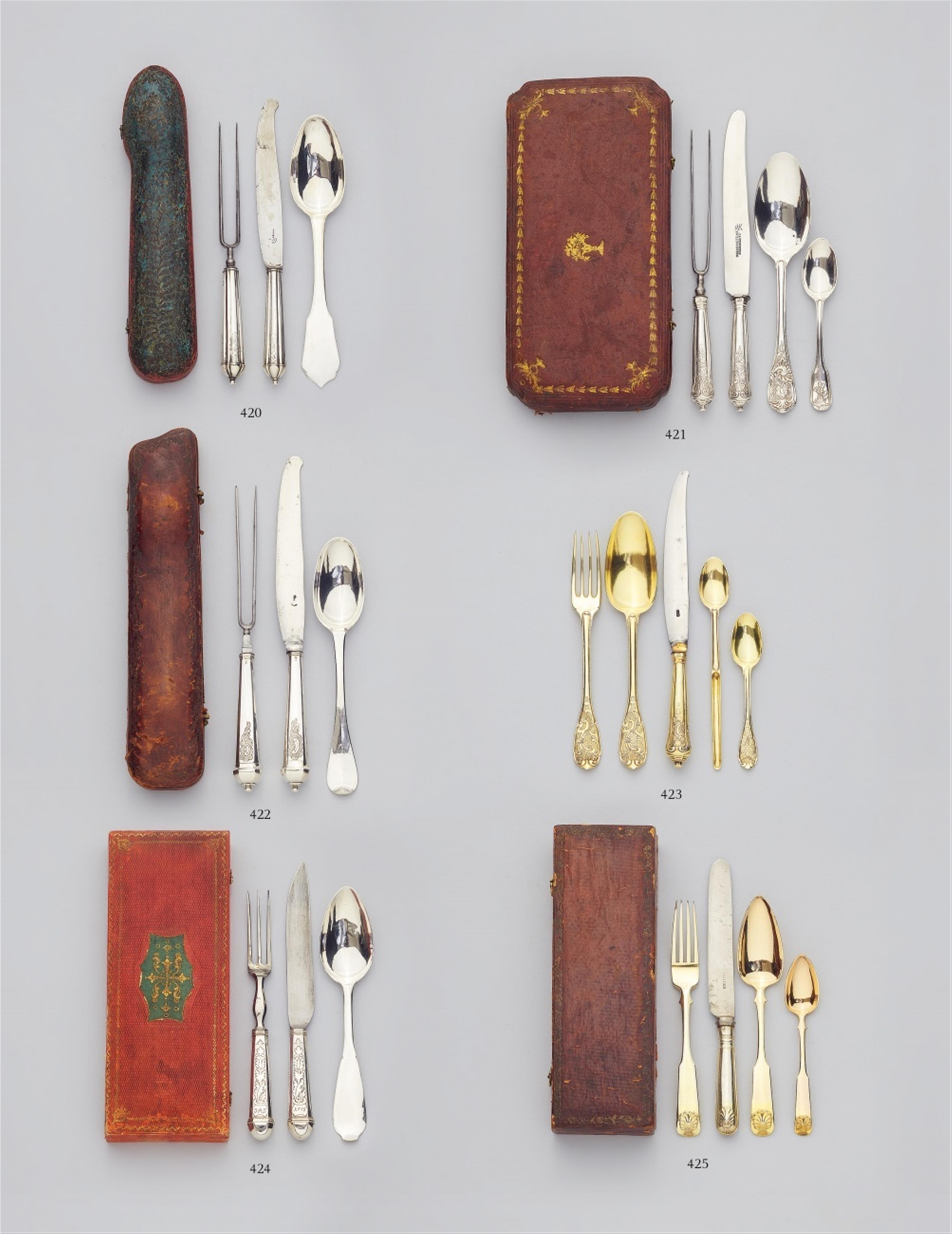 A Moscow silver gilt travel cutlery service - image-1