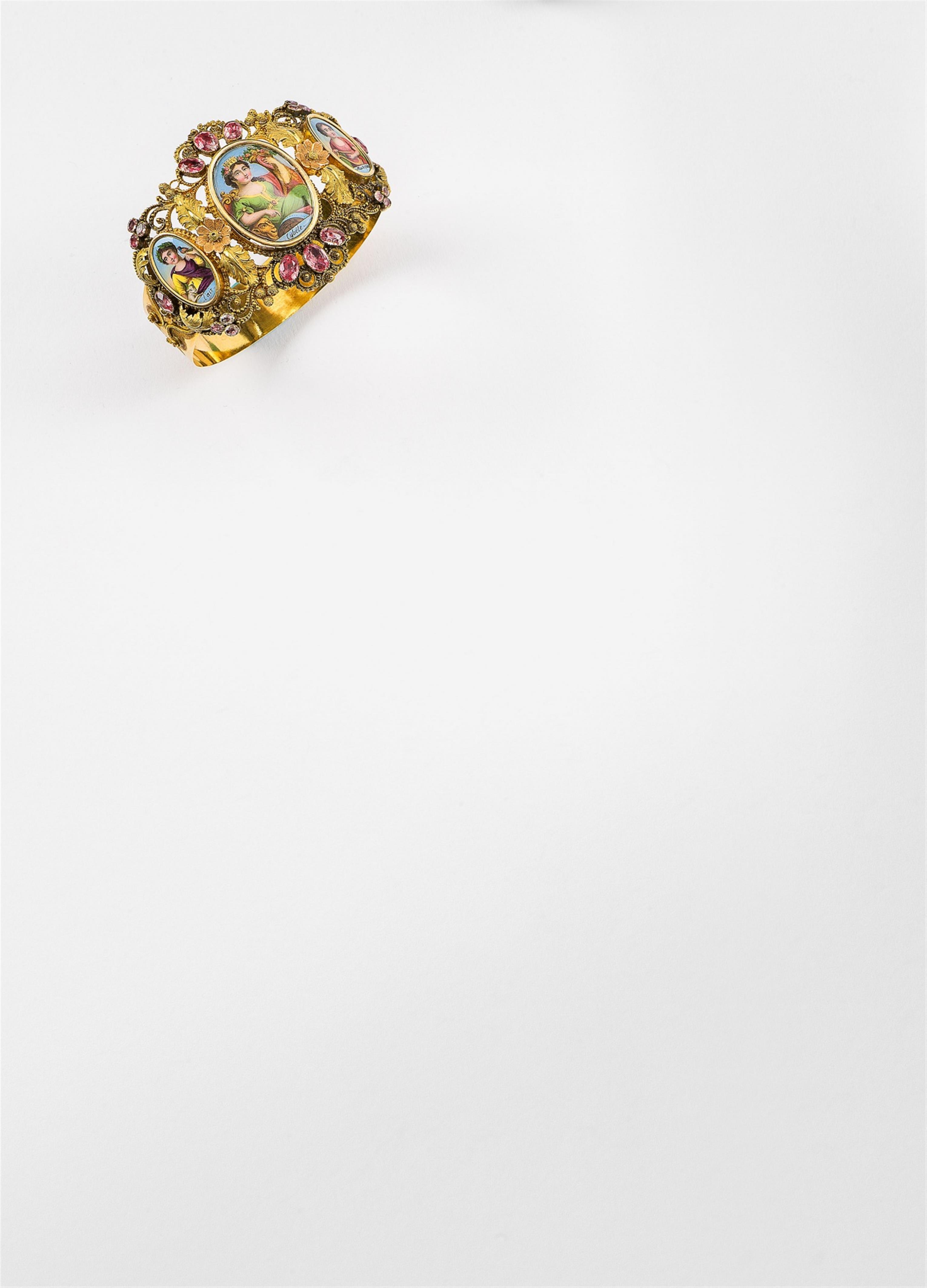 A Charles X enamelled gold filigree bracelet - image-2
