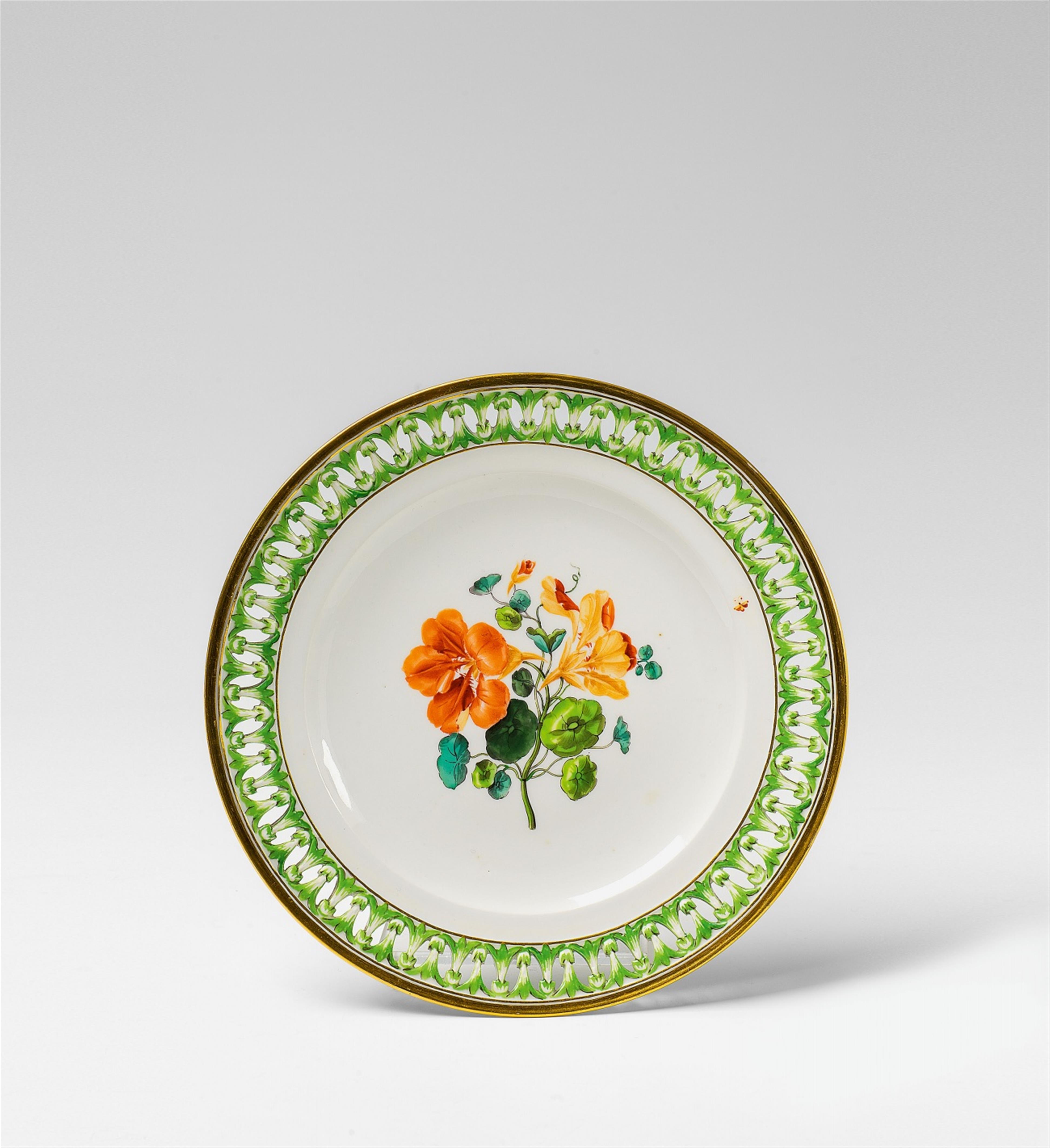 A Meissen porcelain dessert plate with nasturtium decor - image-1