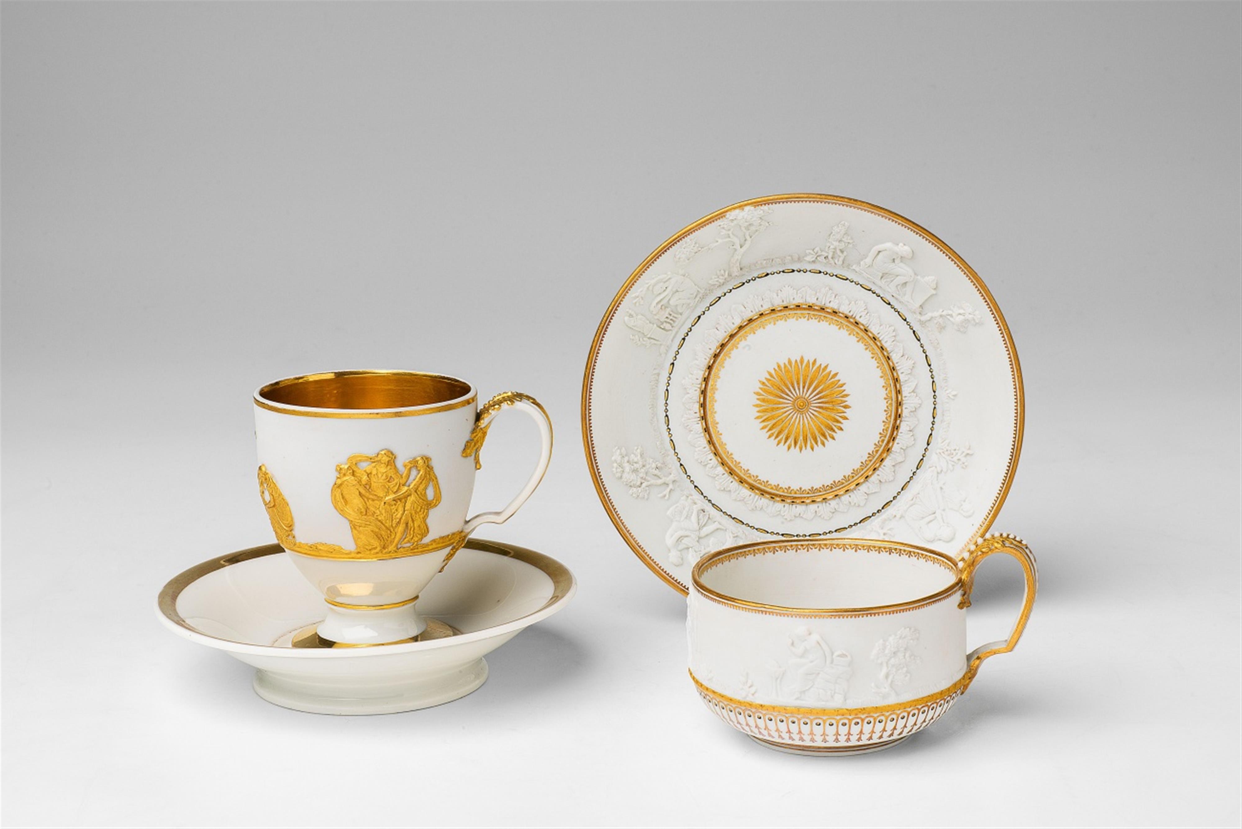 Two Meissen biscuit porcelain cups with Neoclassical reliefs - image-1