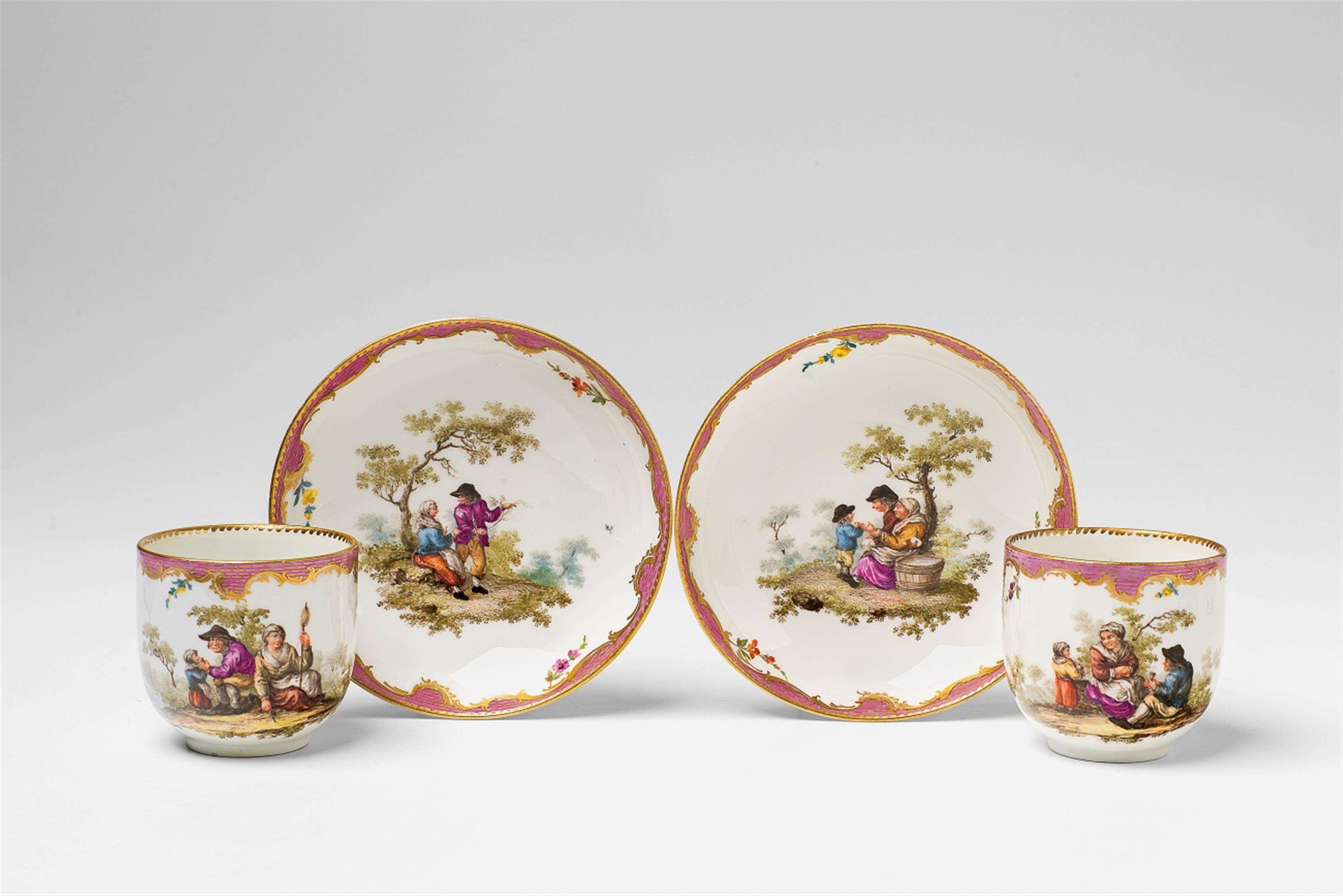 A pair of Meissen porcelain cups with Teniers scenes - image-1
