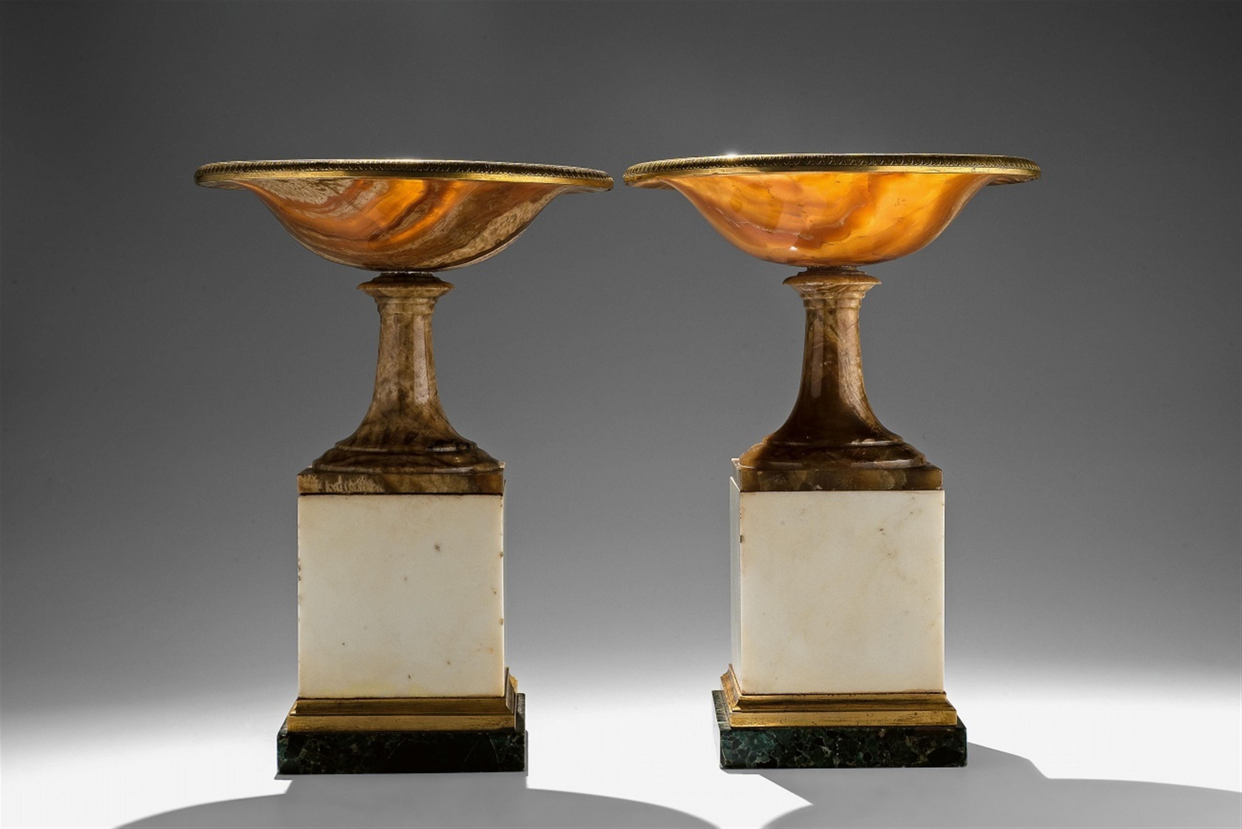 A pair of Neoclassical carved chalcedony tazza - image-2