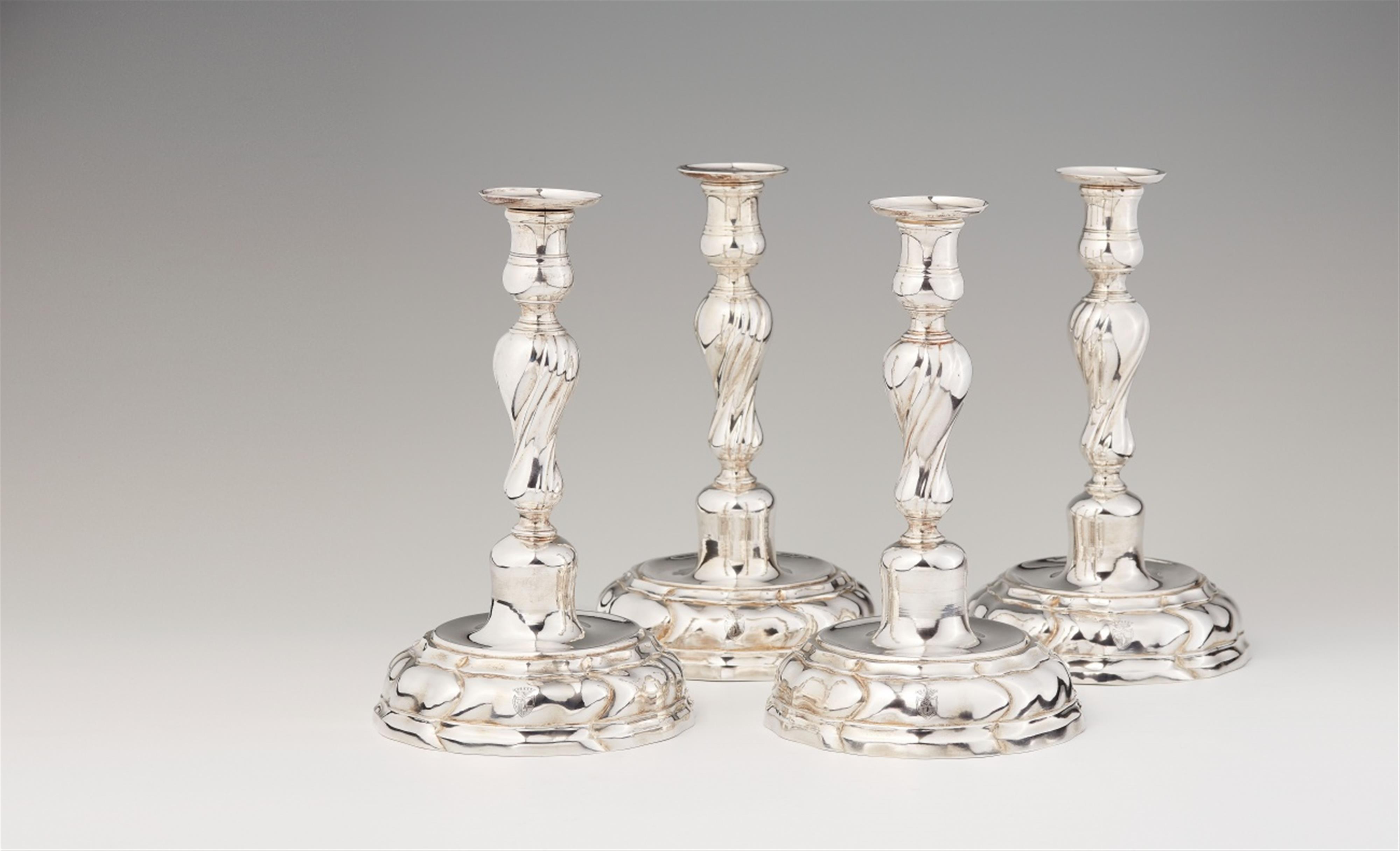 A set of four Hamburg silver candlesticks - image-1