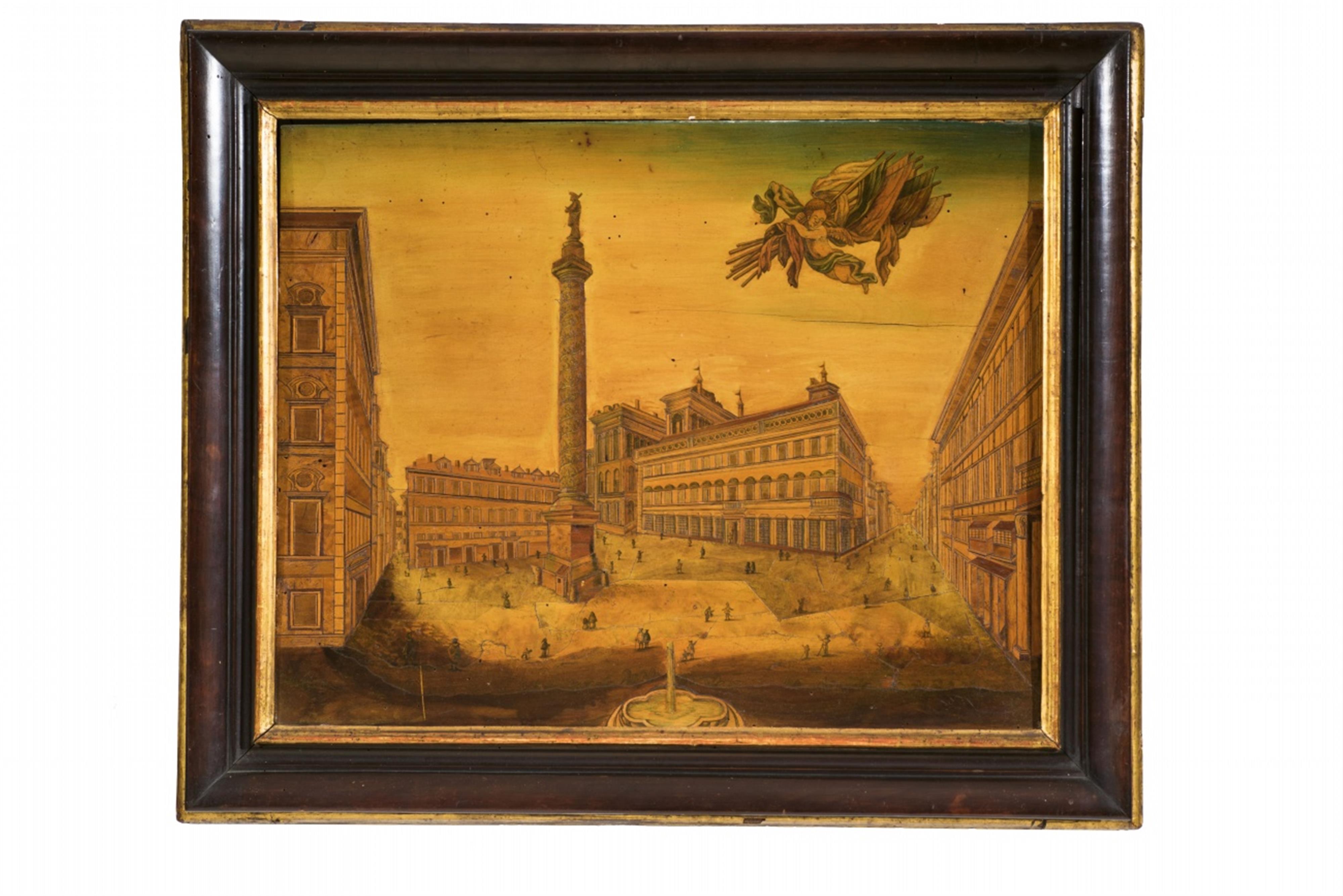 Two rare inlaid panels with views of Rome - image-1