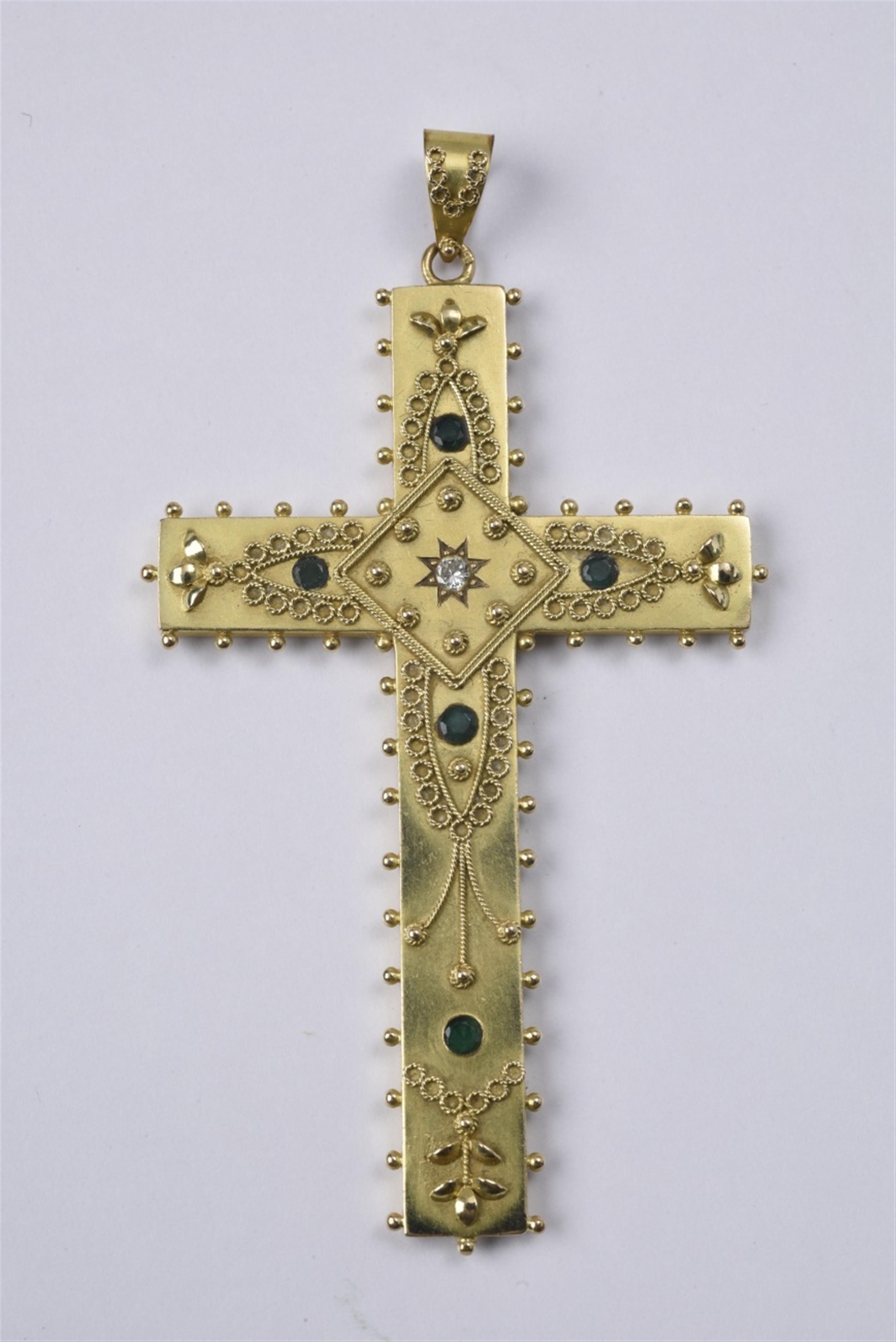 A Victorian 15k gold cross pendant - image-1