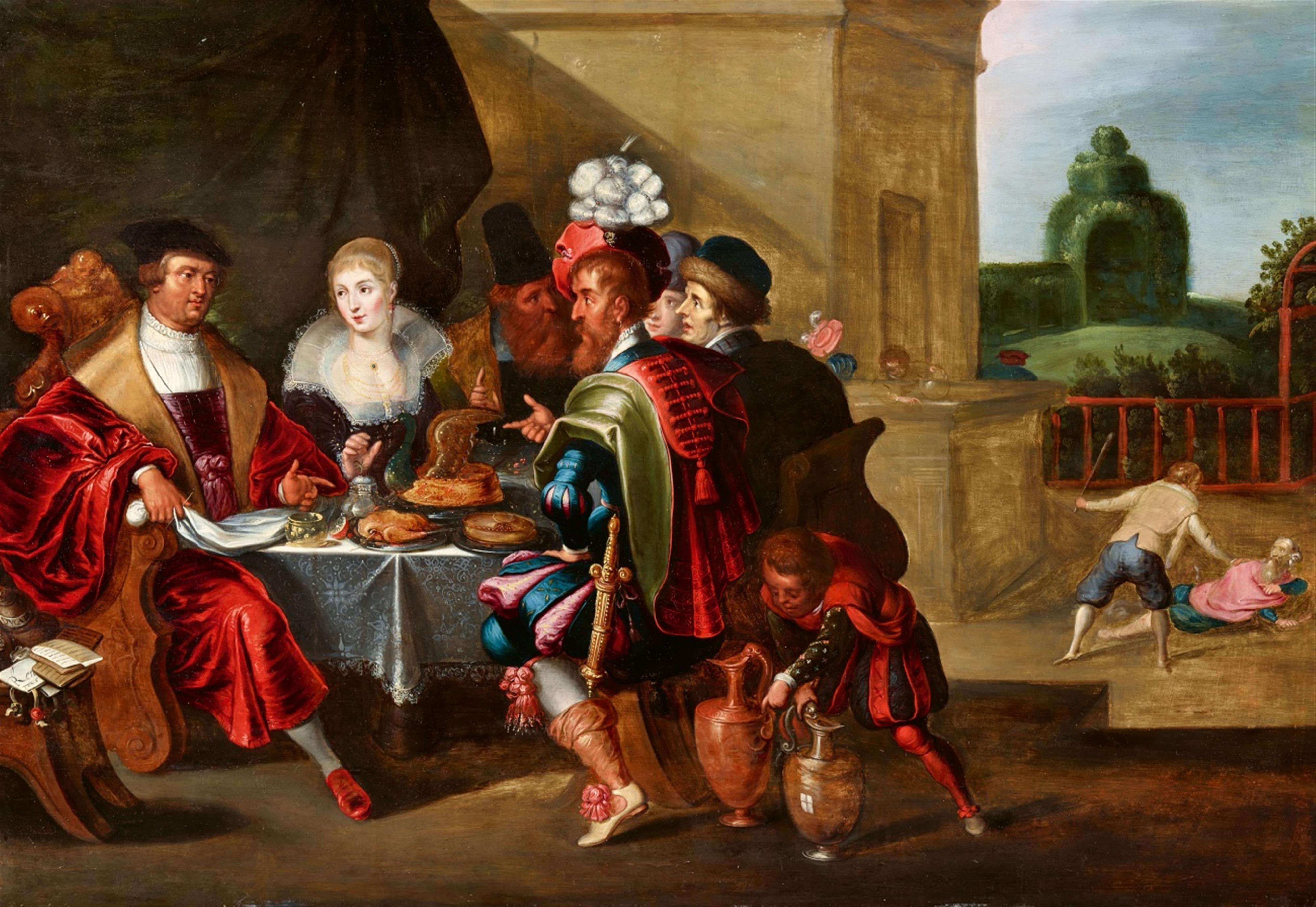 Flemish School 17th century - The Parable of the Rich Man and Lazarus - image-1