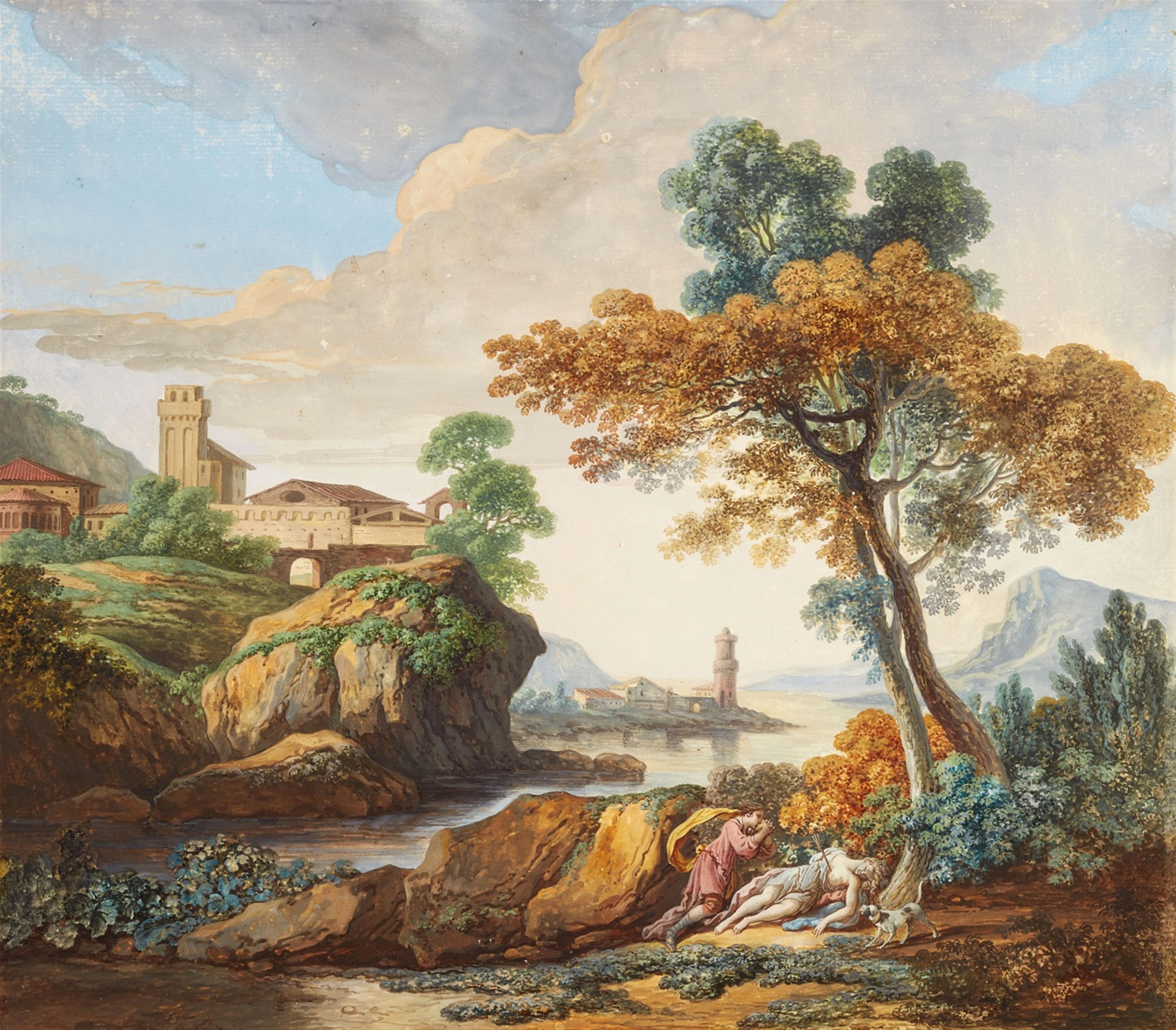 Italian School 18th century - Southern Landscape with Apollo and Coronis - image-1