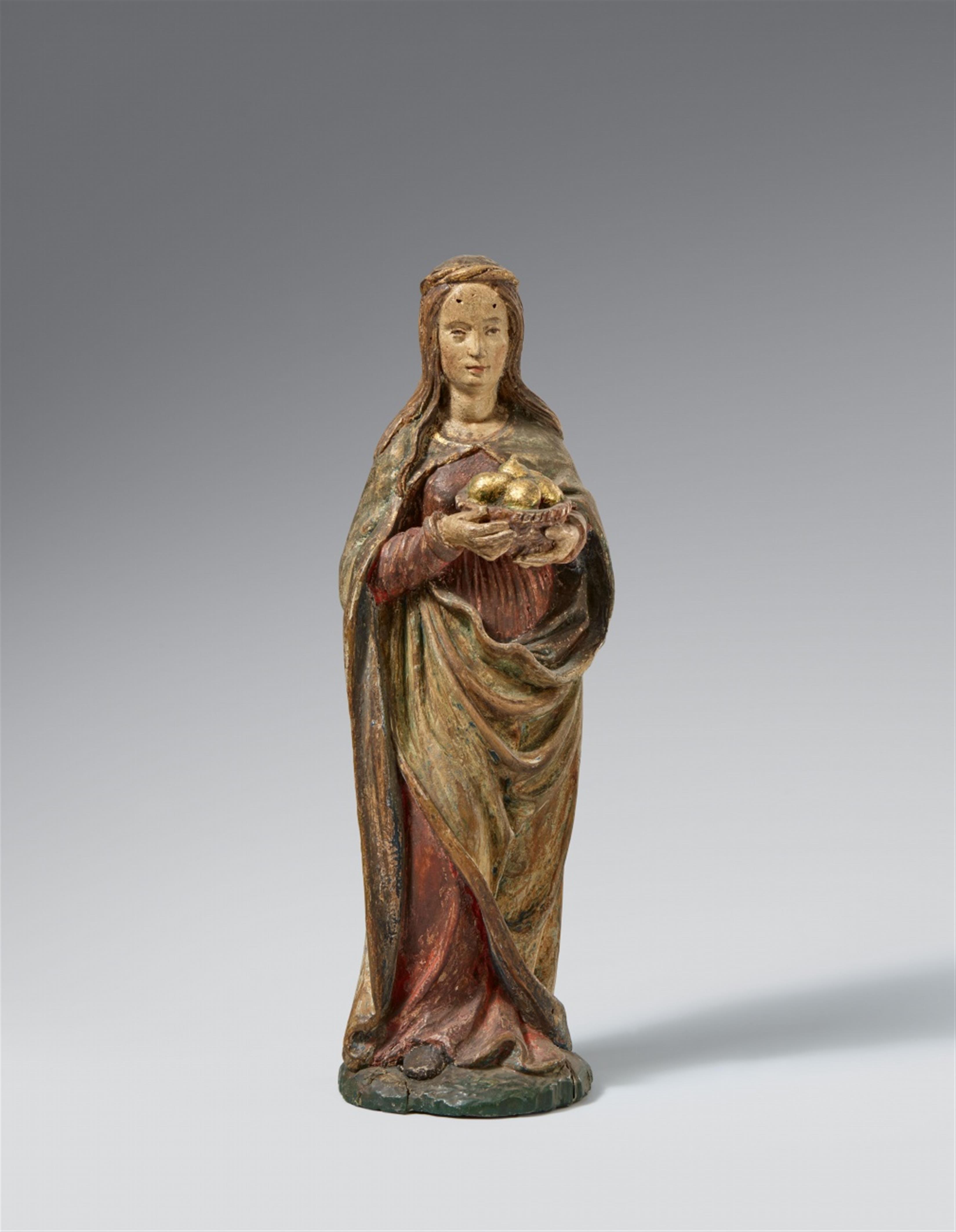 South German late 15th century - A late 15th century South German carved wooden figure of Saint Elisabeth - image-1