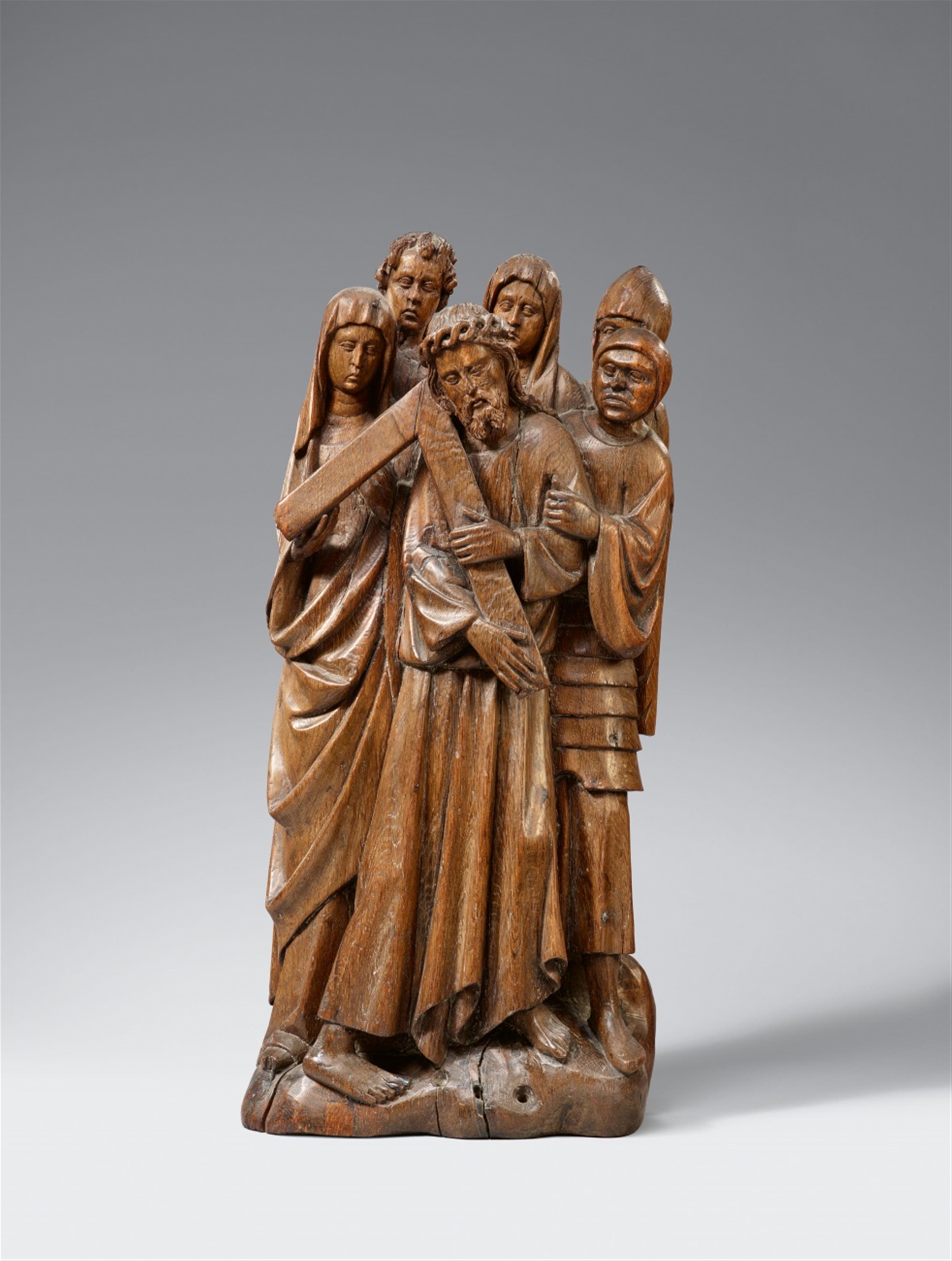 Flemish 1st half 16th century - A Flemish carved oak relief of Christ carrying the Cross, 1st half 16th century - image-1