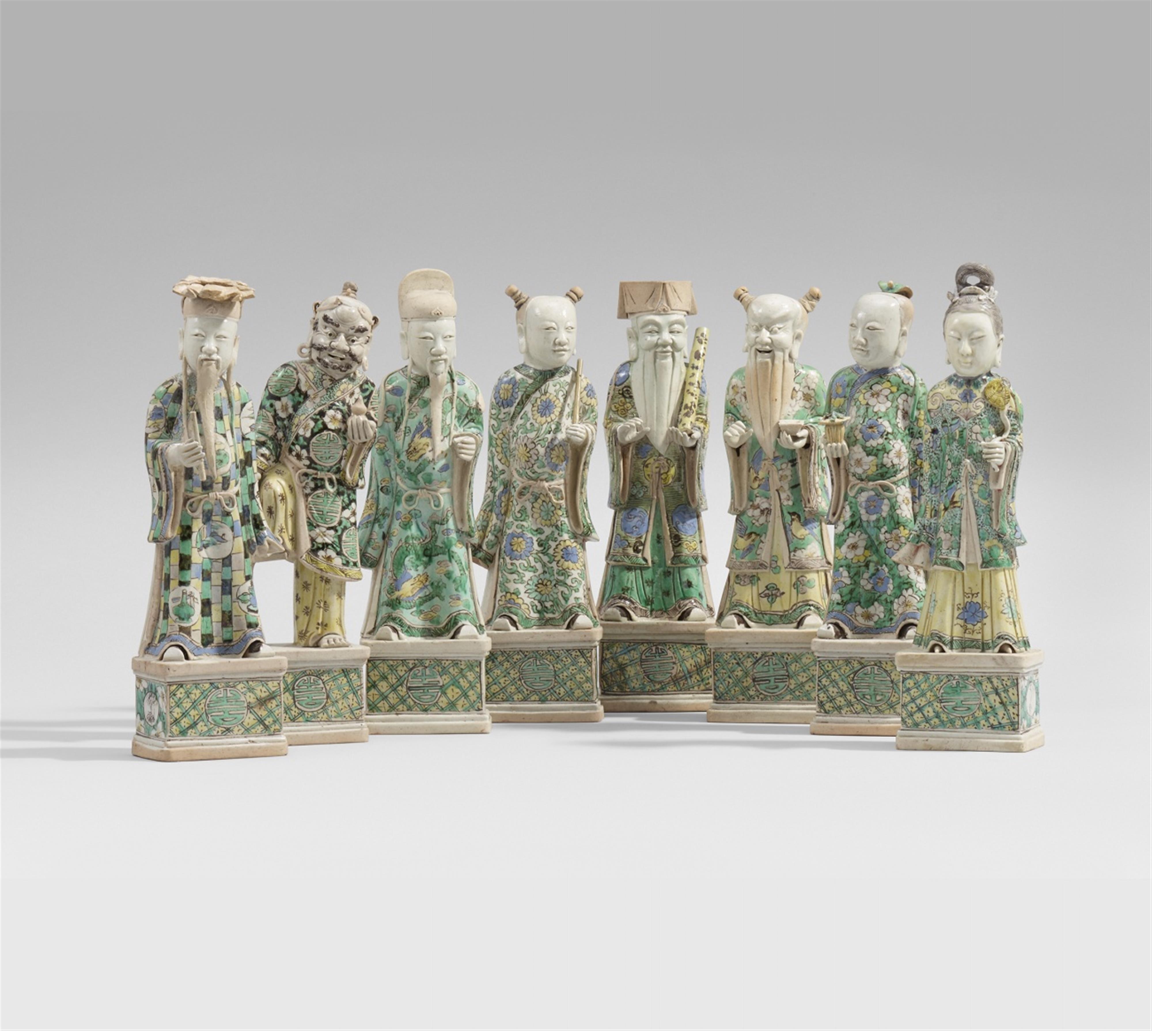 Eight émail sur biscuit figures of the Eight Immortals. Kangxi period (1662-1722) - image-1