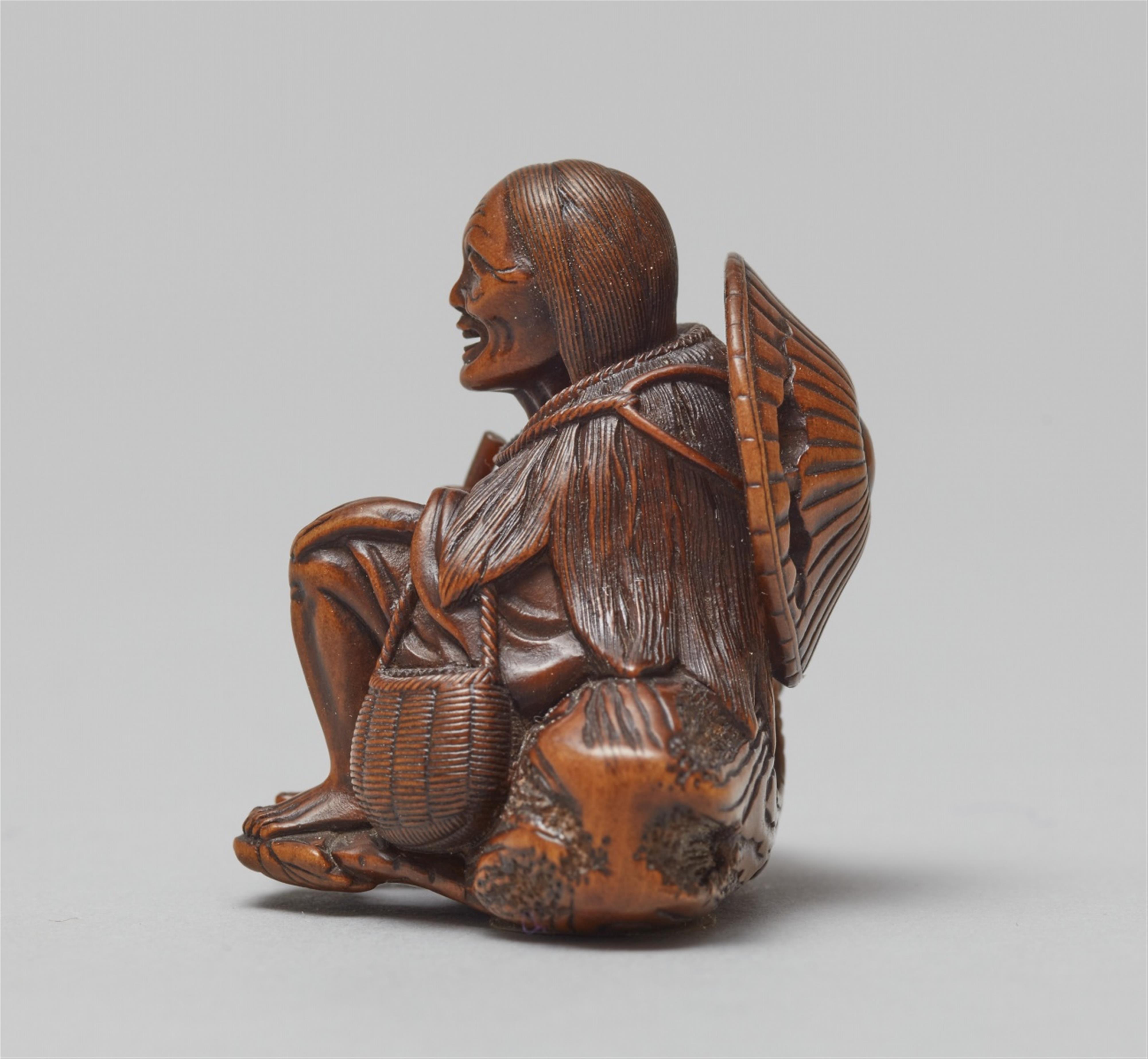 A fine wood netsuke of Ono no Komachi. Mid-19th century - image-4