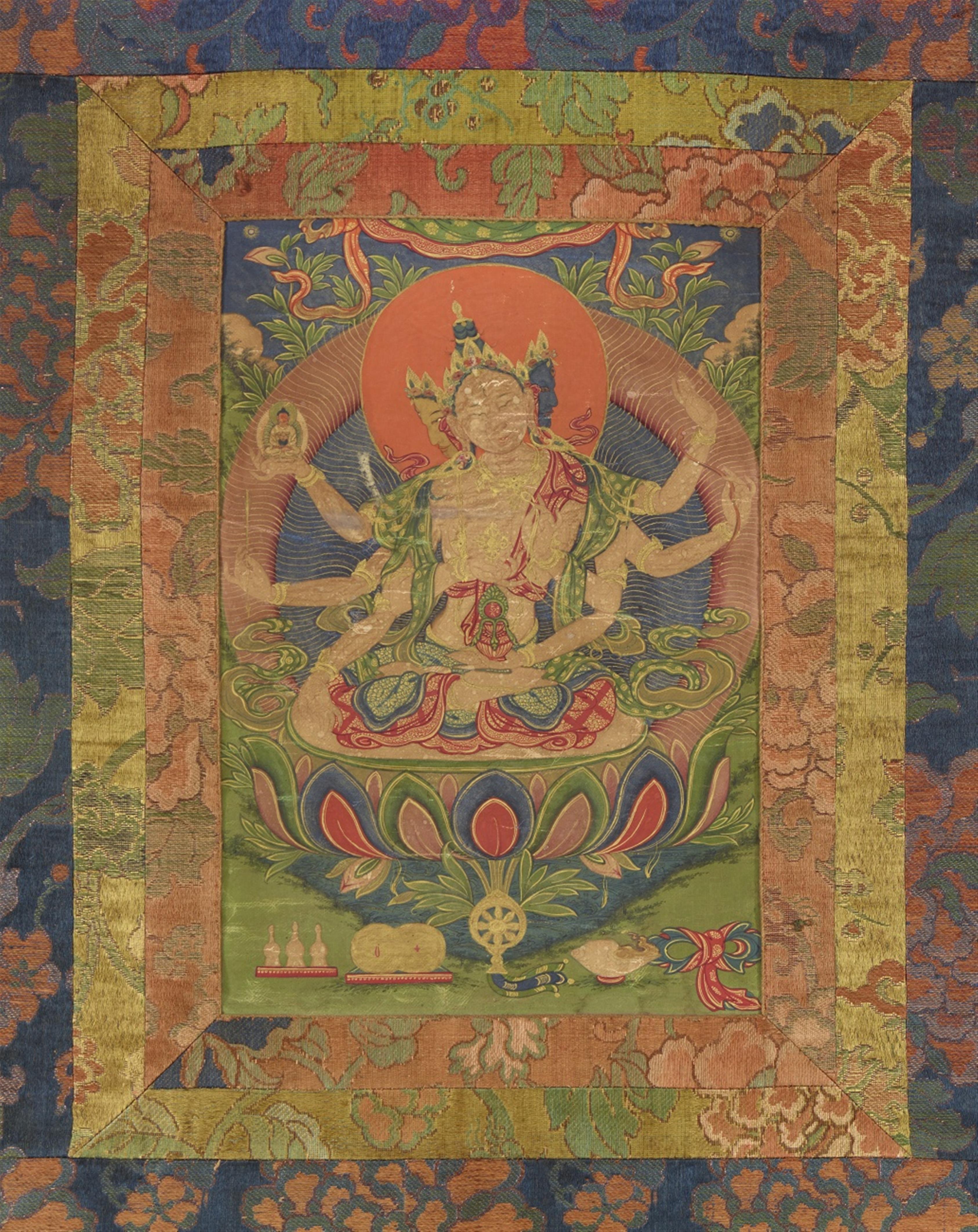 A Tibetan thangka of Ushnishavijaya. 19th century - image-1