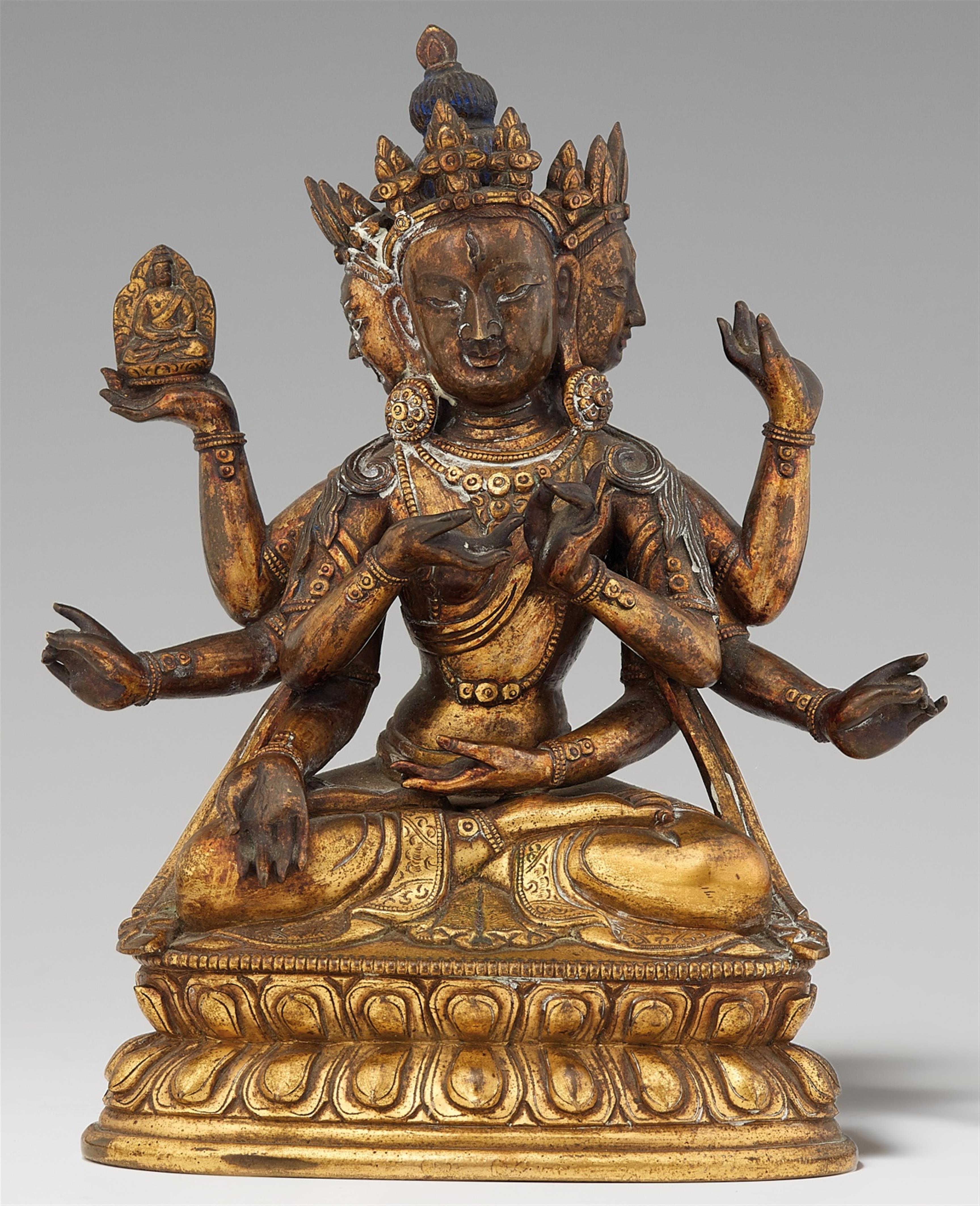 A Sinotibetan gilt bronze figure of Ushnishavijaya. 18th century - image-1