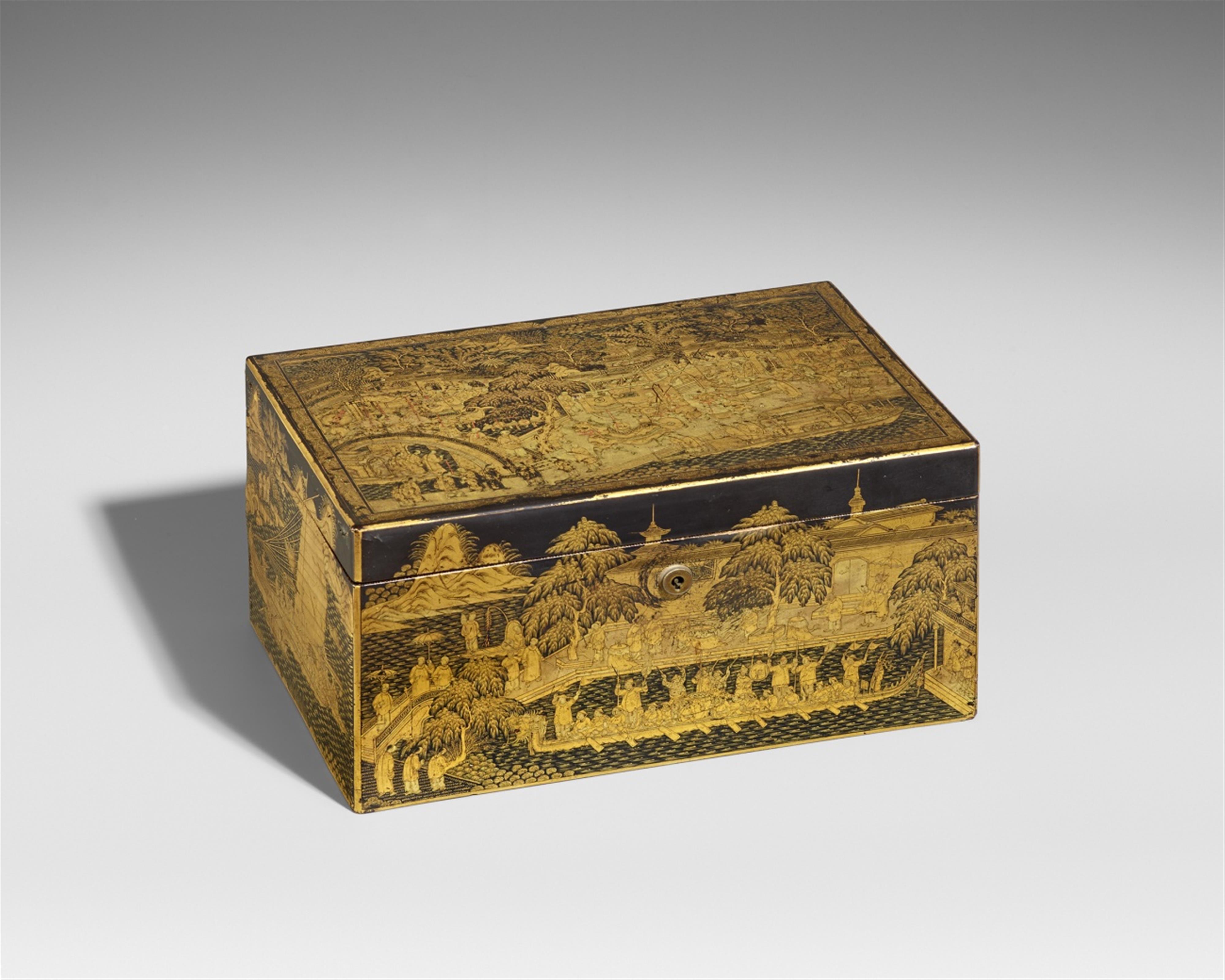 A lacquer chest and pewter tea canister. Canton. Early 19th century - image-1