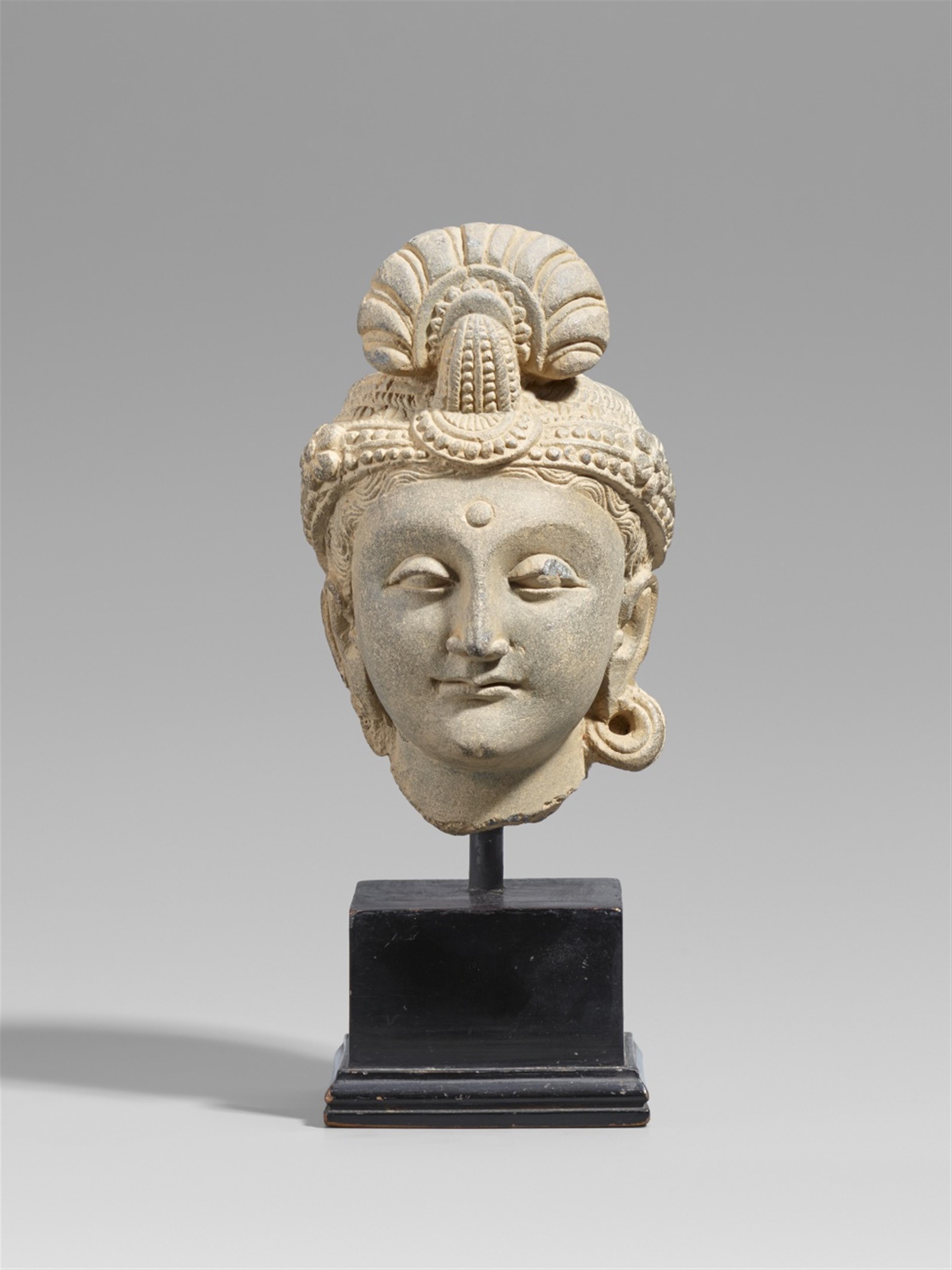 A Gandhara grey schist head of a odhisattva. Pakistan. 2nd/3rd century - image-1