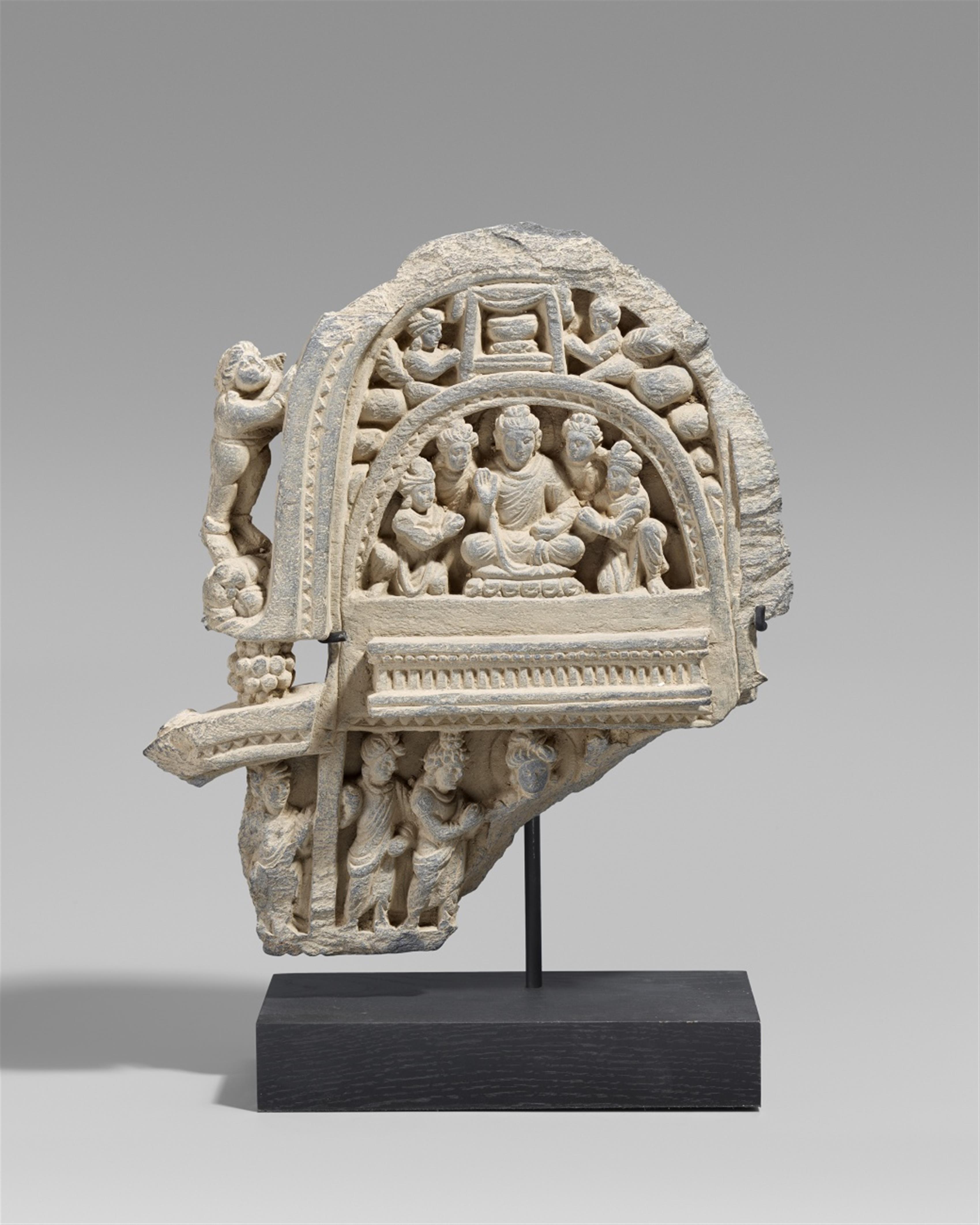 A Gandhara grey schist fragment of a gable panel. Pakistan. 2nd/3rd century - image-1