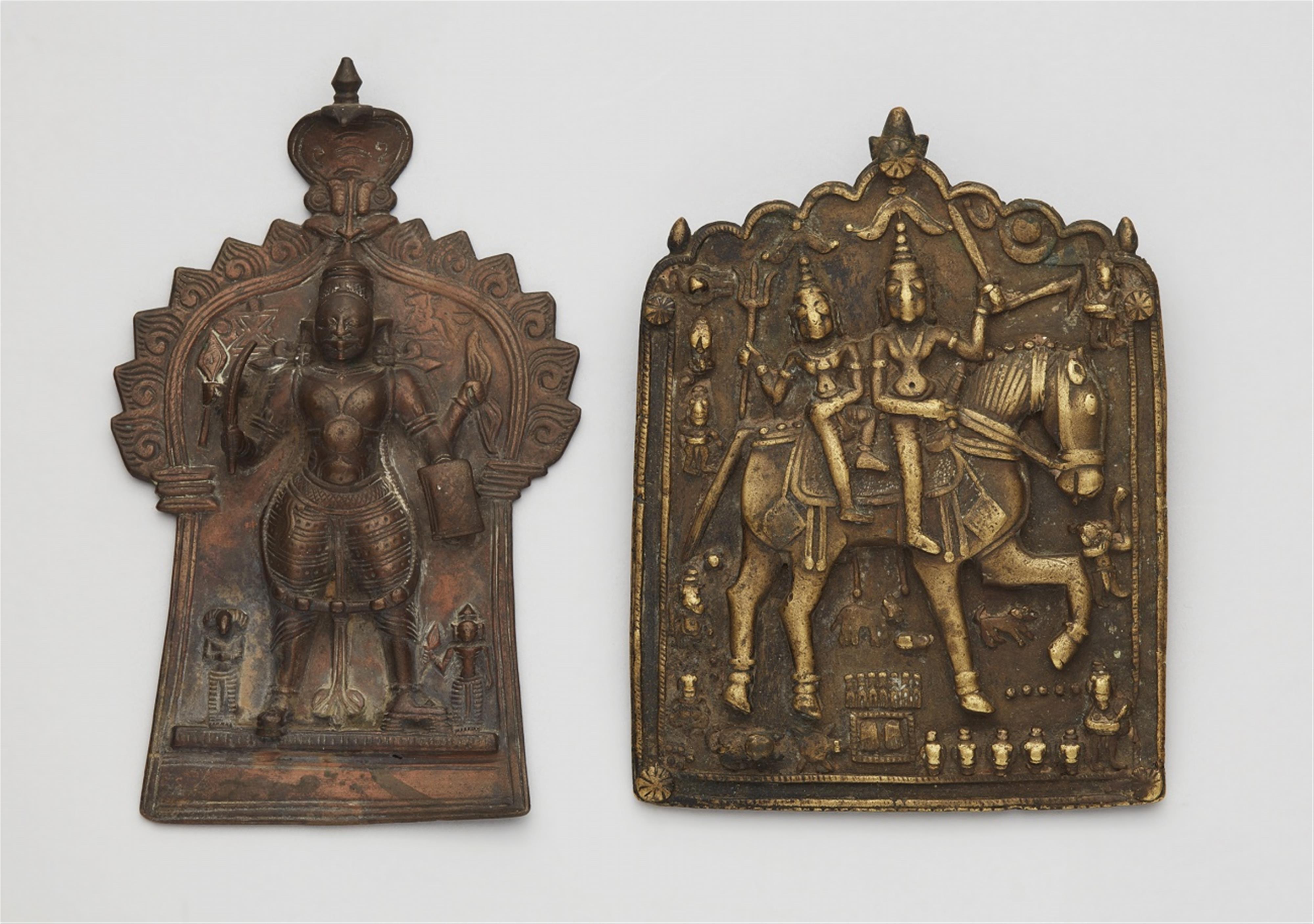 Two Mahatrashtra copper alloy plates. 20th century - image-1