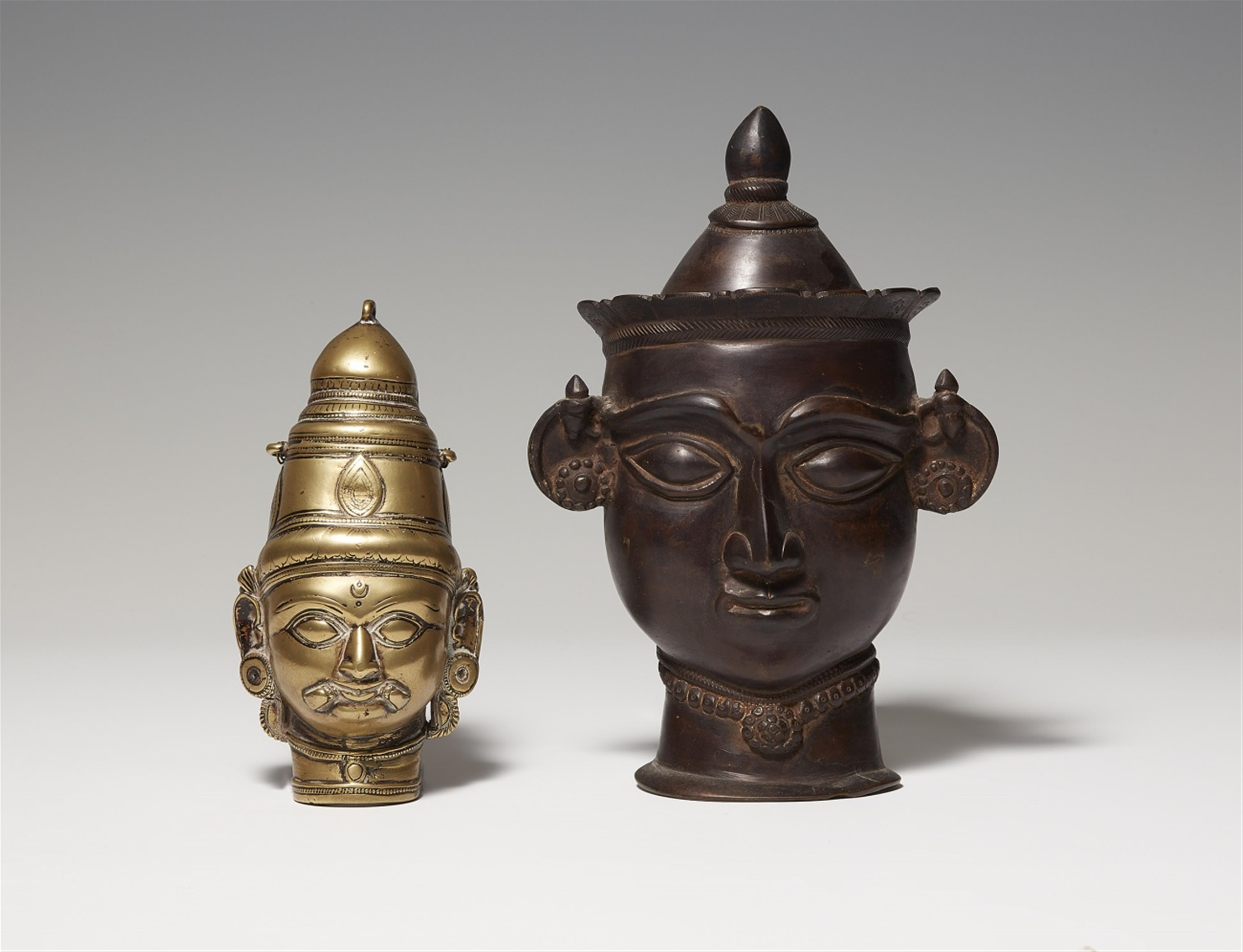 Two Maharashtra copper alloy masks of Bhairava. Central India. 19th/20th century - image-1