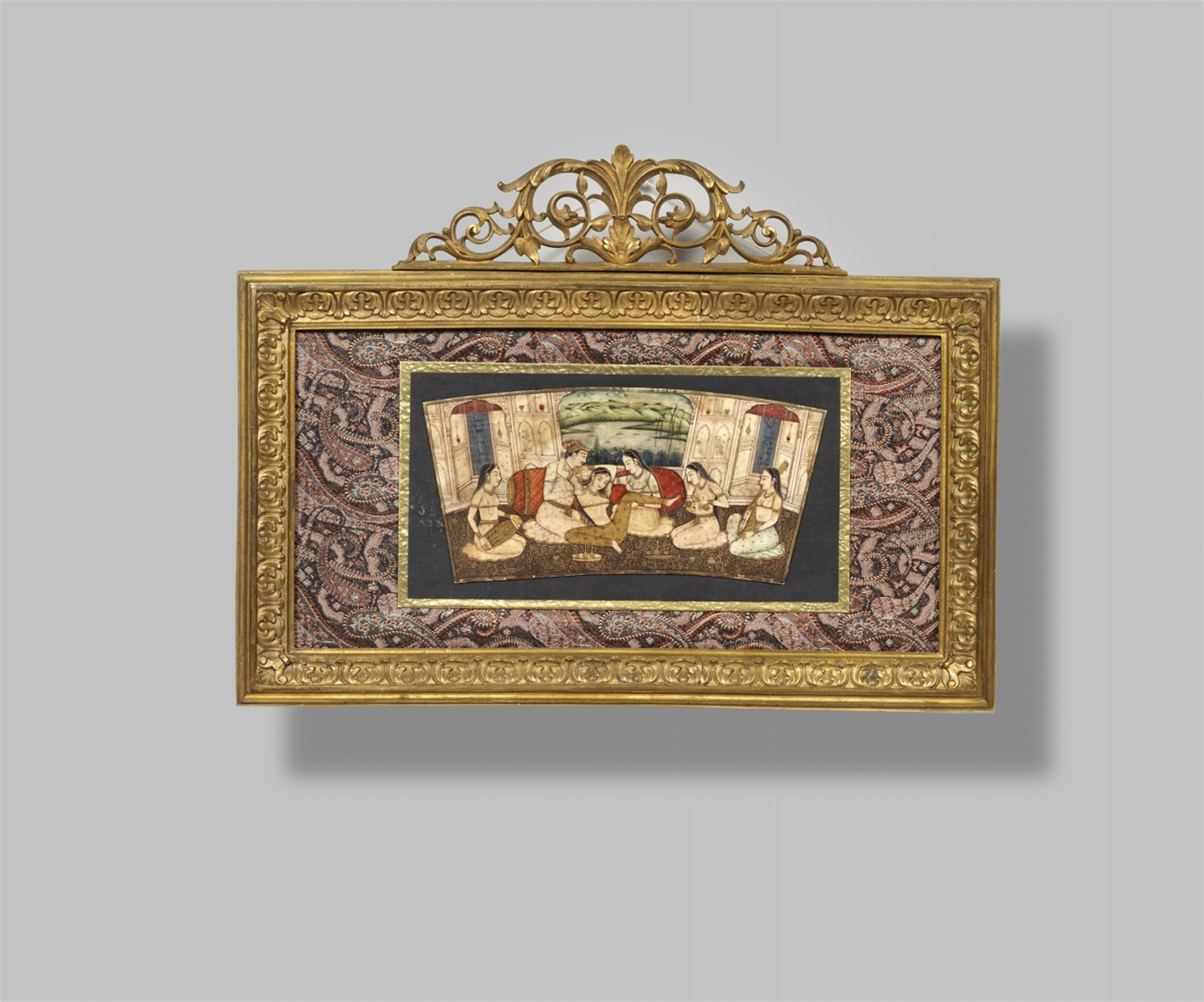 A Mughal style painting on ivory. 19th century - image-1