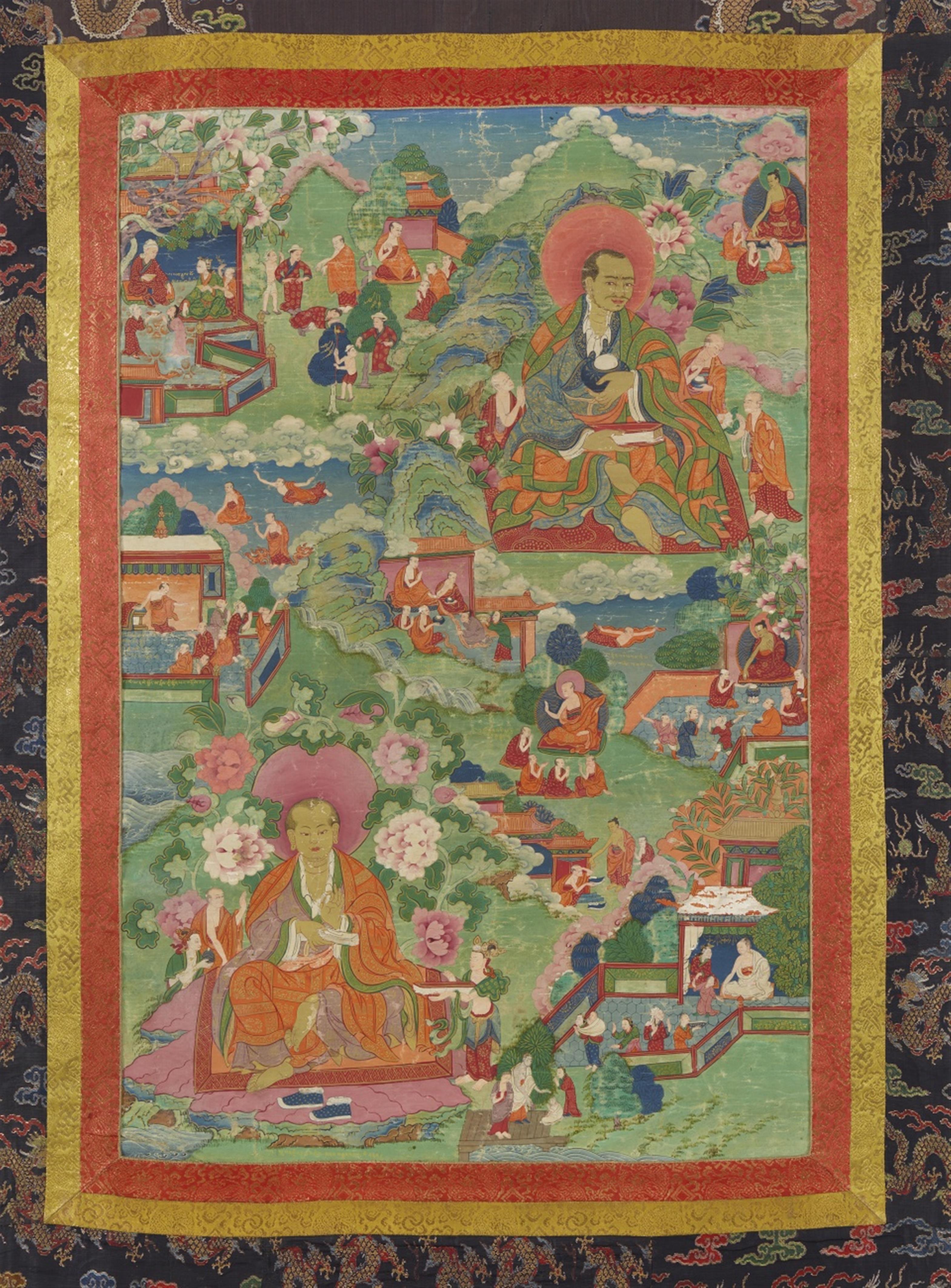 An East Tibetan thangka depicting two arhats. 18th century - image-1