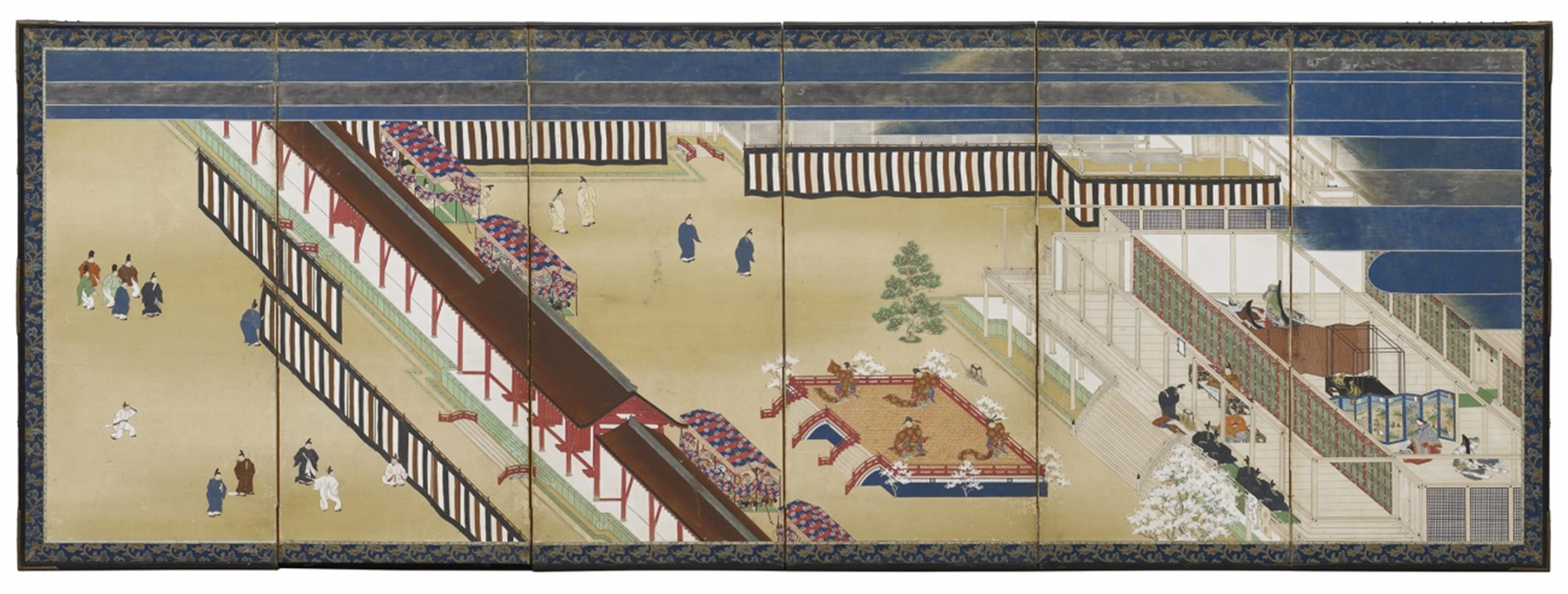 A pair of six-panel screens by an anonymour painter. 19th century - image-2