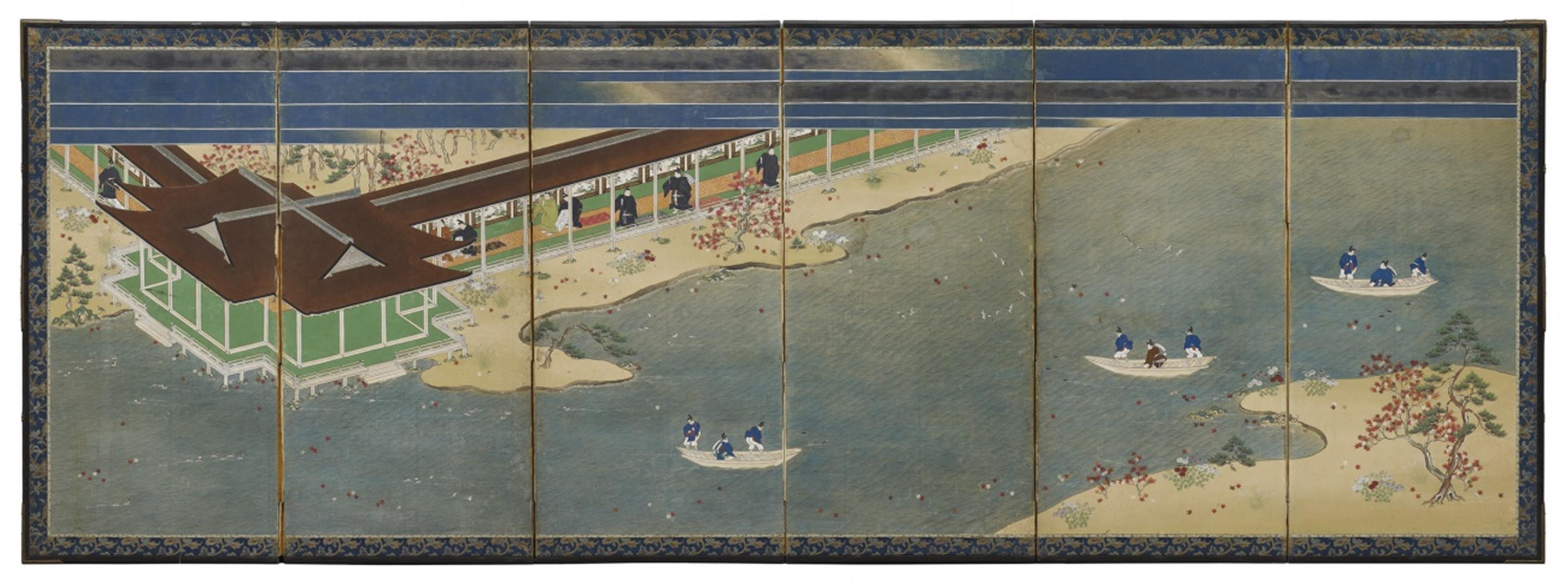 A pair of six-panel screens by an anonymour painter. 19th century - image-1