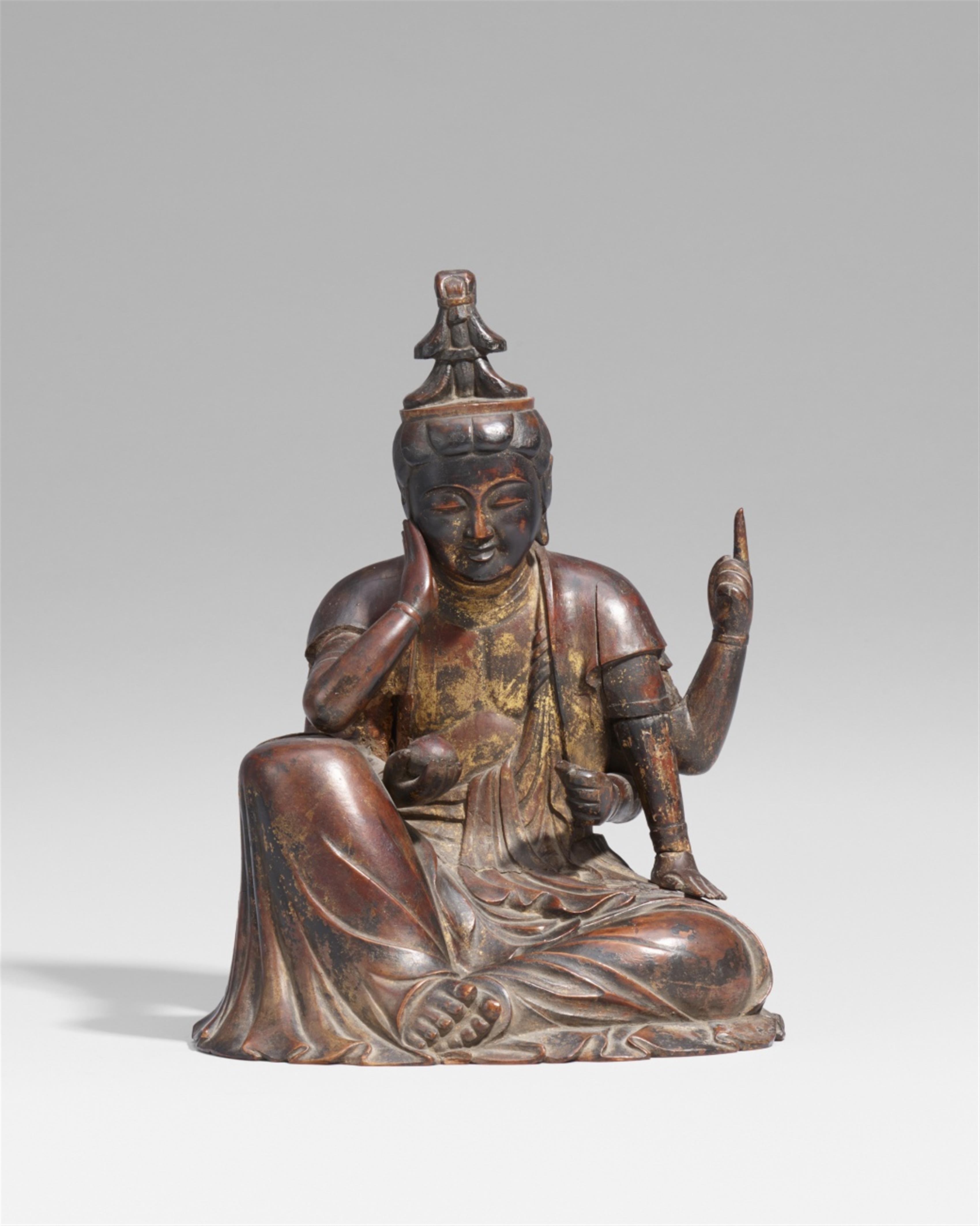 A wood figure of Nyorin Kannon Bosatsu. 19th century - image-1