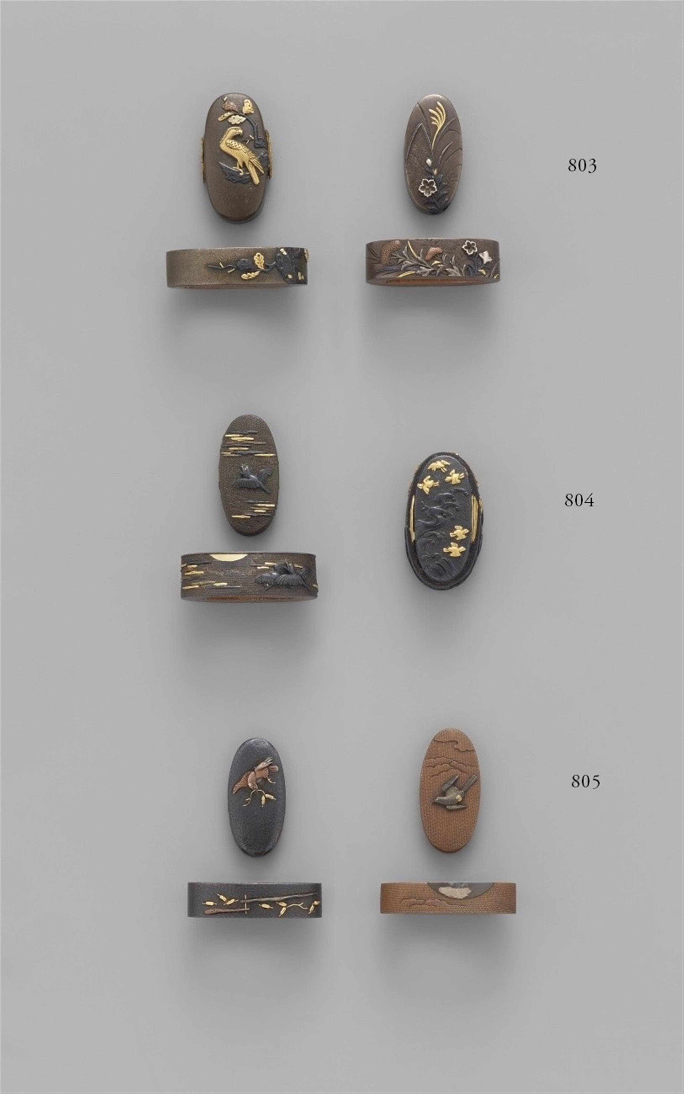 Zwei fuchi-kashira. Shibuichi. 18./19. Jh. - image-1