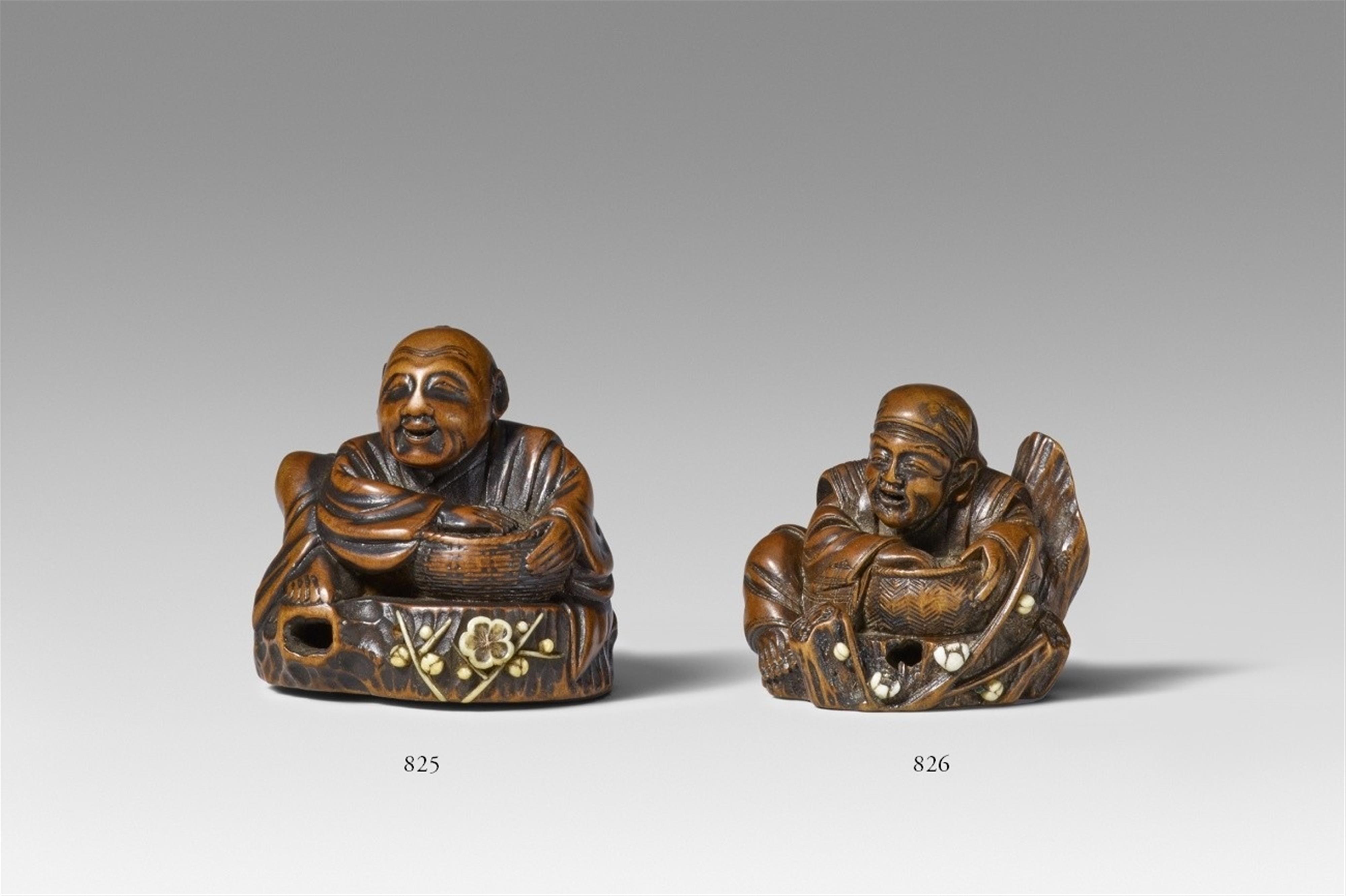 A boxwood netsuke of a Hanasaka Jijii. Mid-19th century - image-1