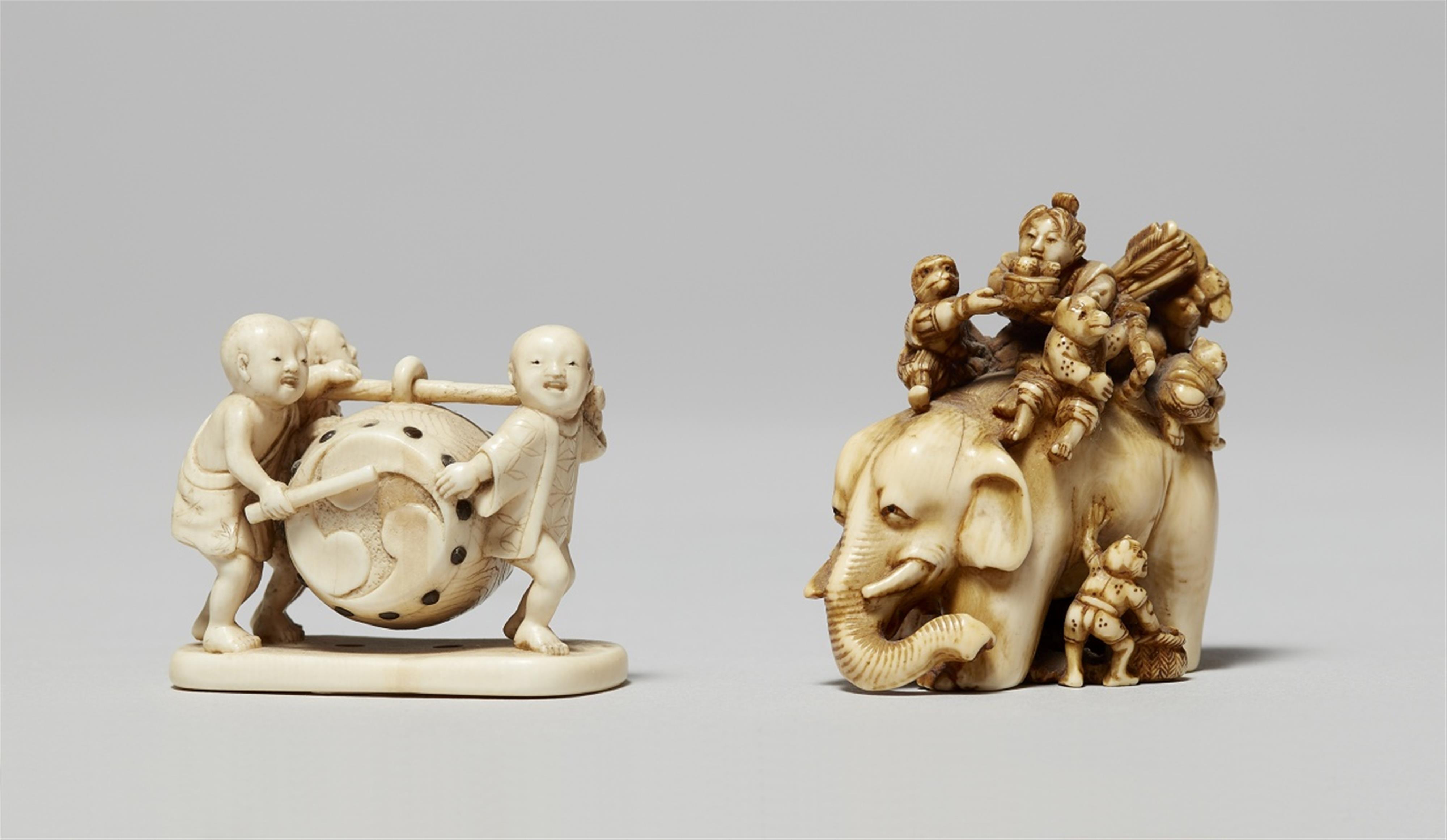 Zwei netsuke. Elfenbein. Spätes 19. Jh. - image-1